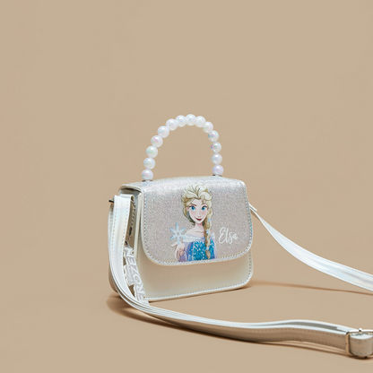 Disney Frozen Print Crossbody Bag with Pearl Embellished Handle-Girl%27s Bags-image-1