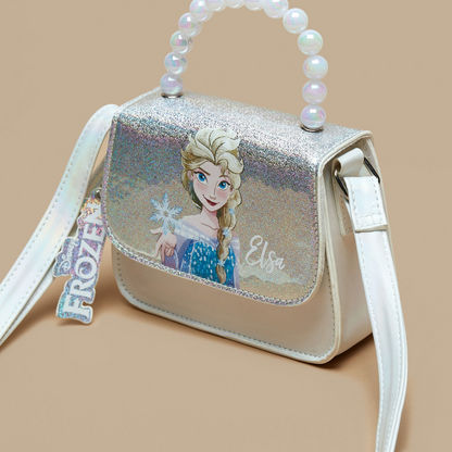 Disney Frozen Print Crossbody Bag with Pearl Embellished Handle-Girl%27s Bags-image-2