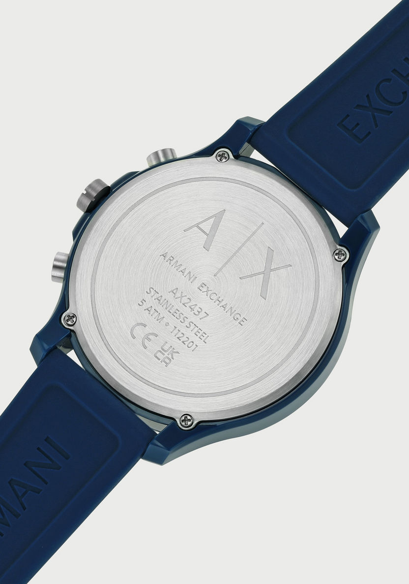 Buy Men's Armani Exchange Men's 46 MM Blue Chronograph Silicone Strap Watch  AX2437 Online | Centrepoint KSA