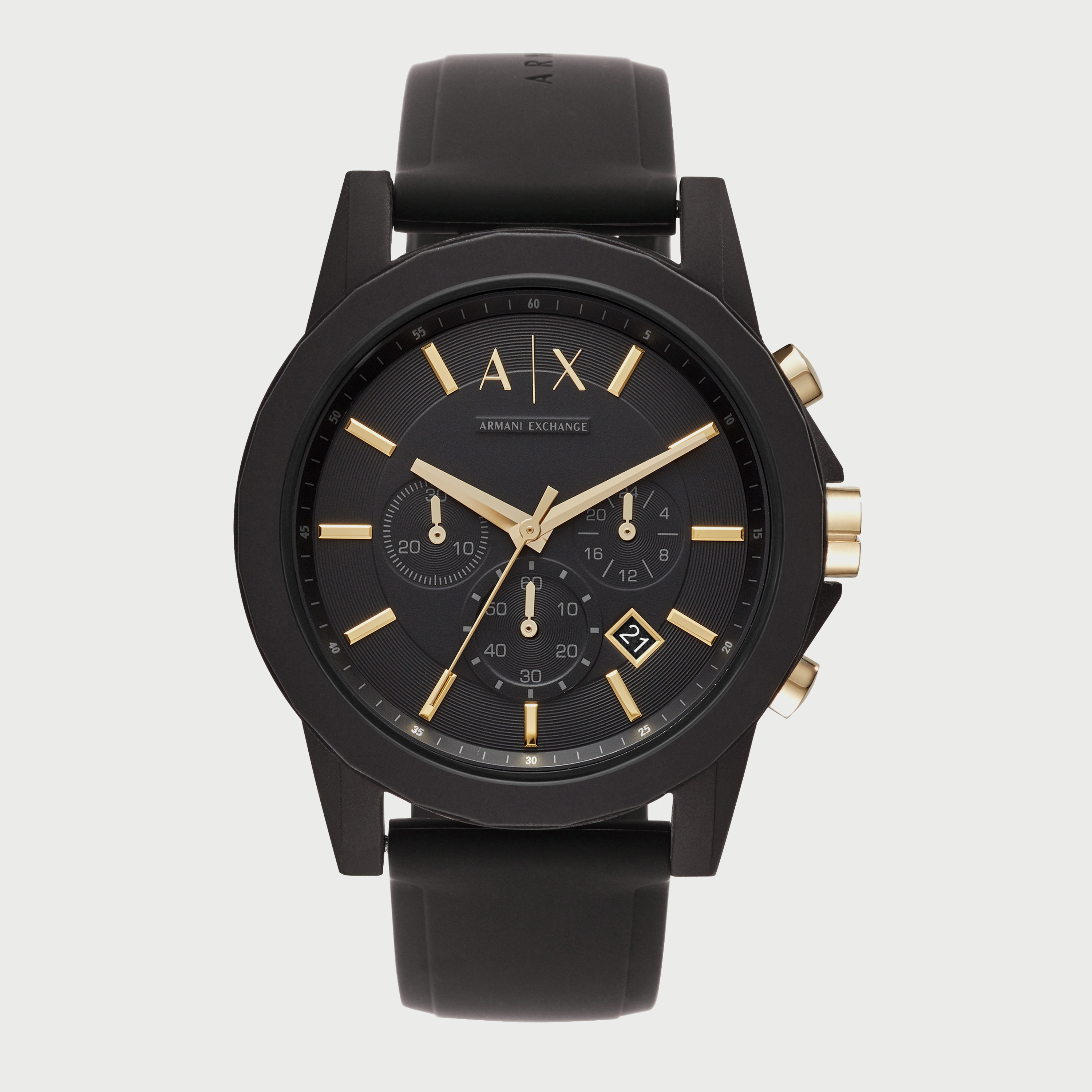 Armani exchange black gold watch hot sale