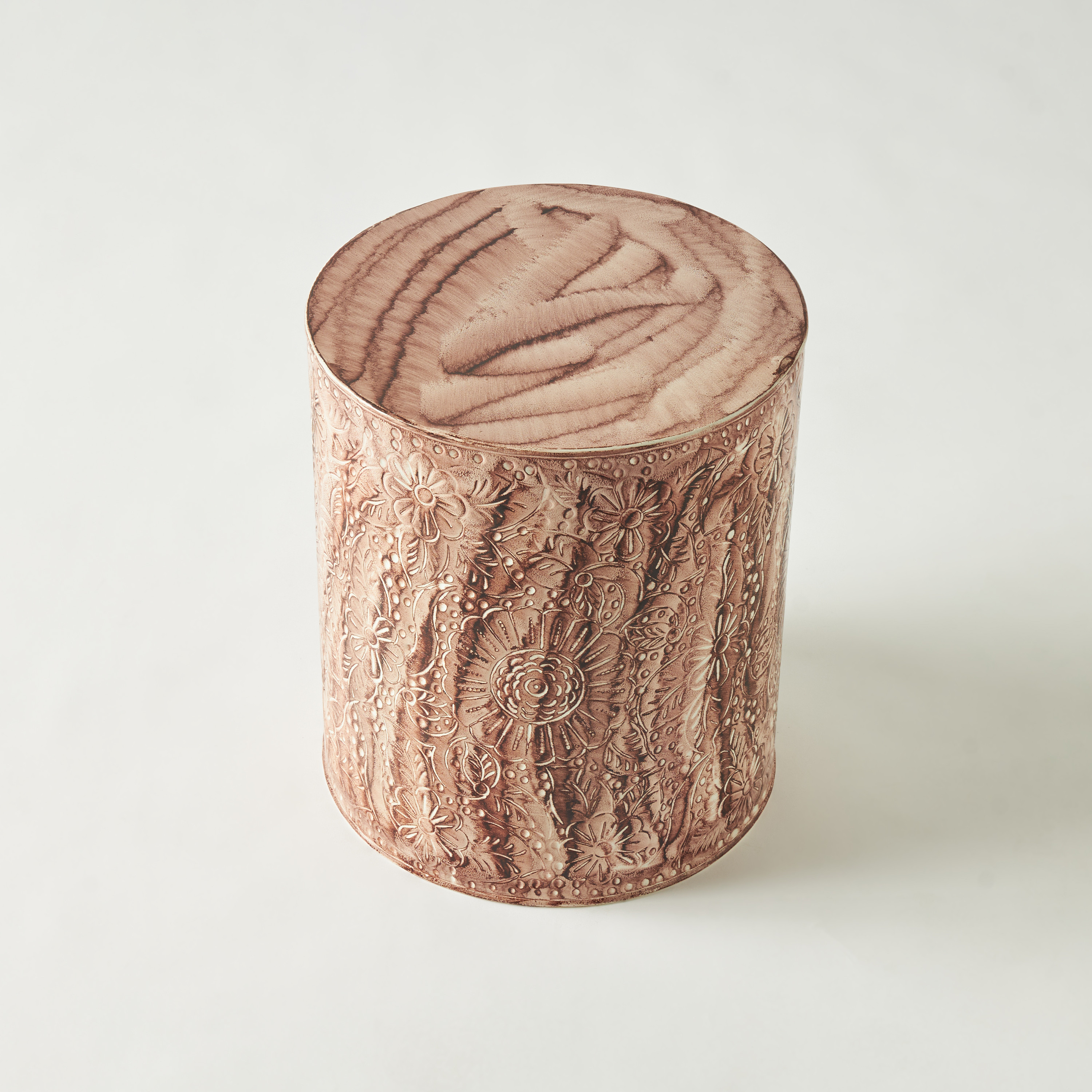 Textured Metal Stool - 36x41x36 cms-furniture-sofaandseating-ottomansbeanbagsandpoufs-image-1