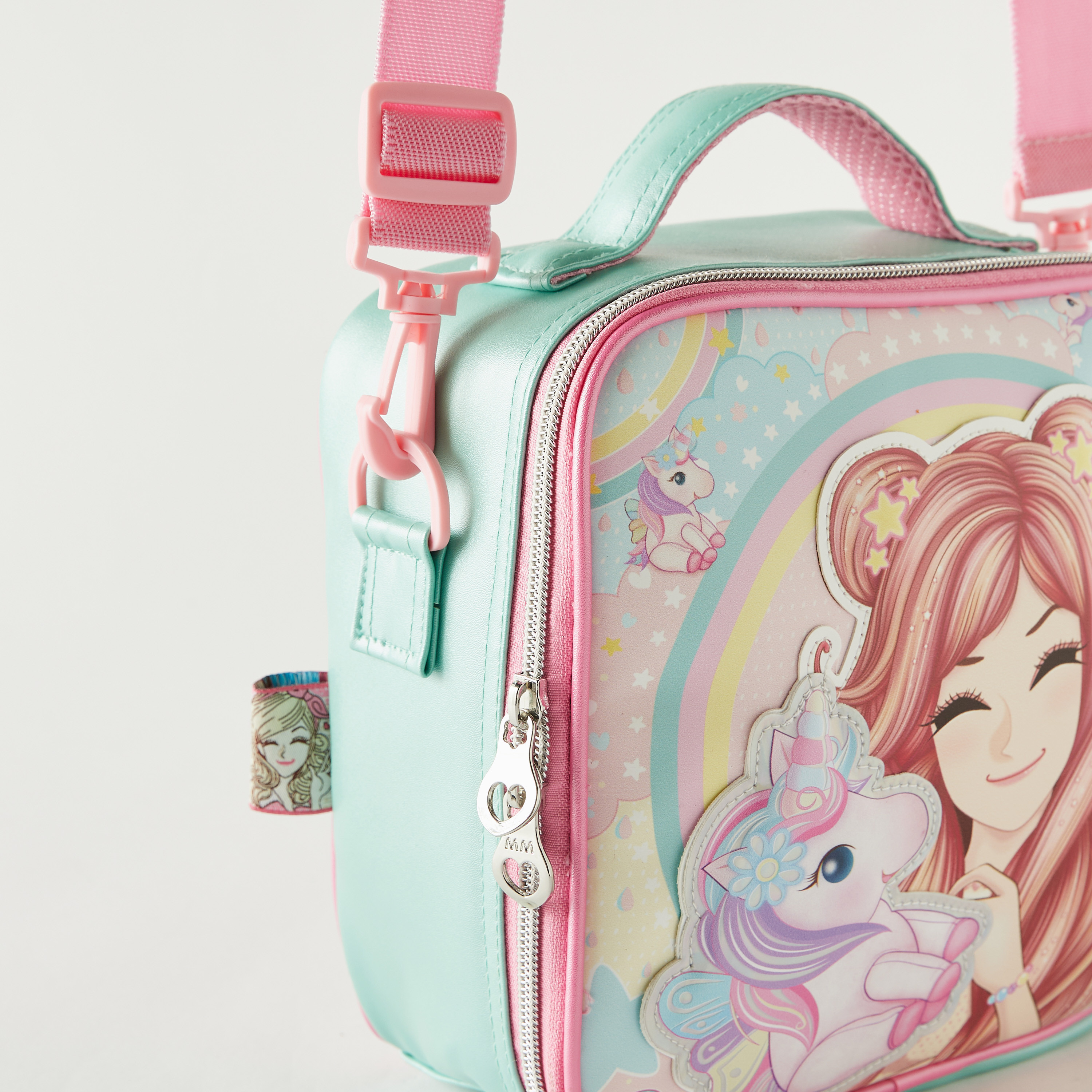 Buy Minmie Unicorn Print Lunch Bag with Mesh Pocket and Adjustable