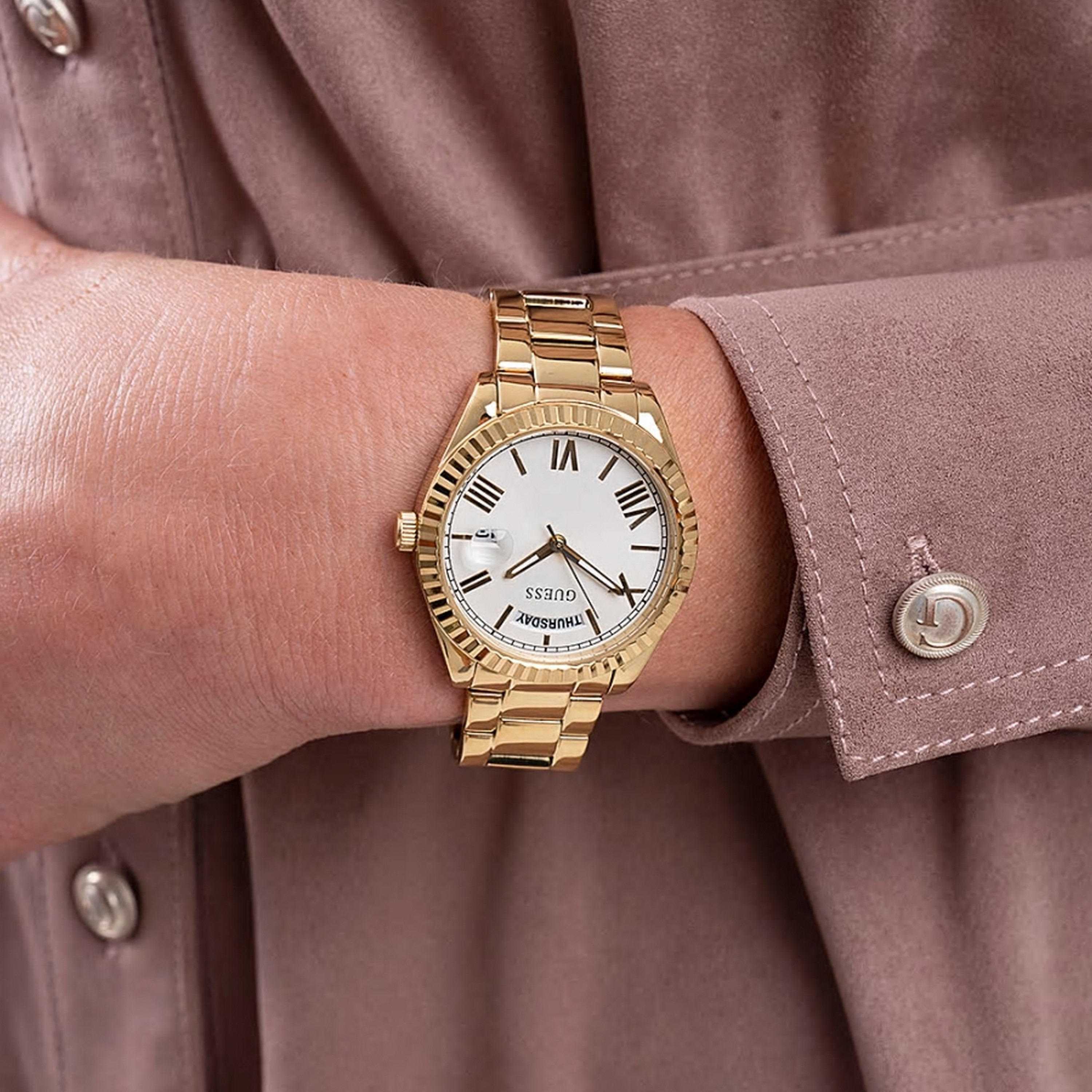Guess Women's Gold Analog Stainless Steel Strap Watch GW0308L2 | 36 MM-women-watchesandjewellery-watches-image-4