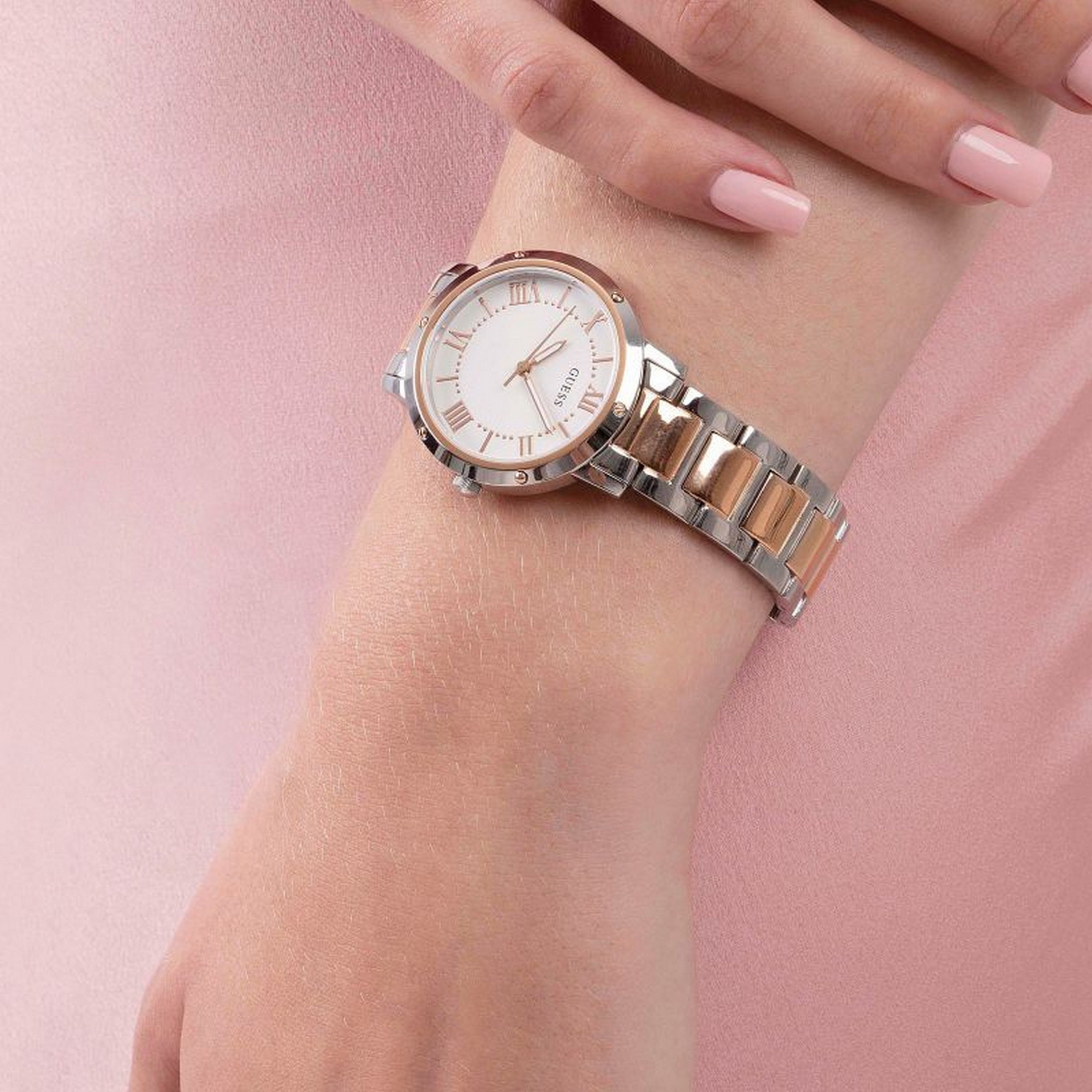Guess Silver & Rose Gold Analog Stainless Steel Strap Watch - GW0404L3-women-watchesandjewellery-watches-image-4