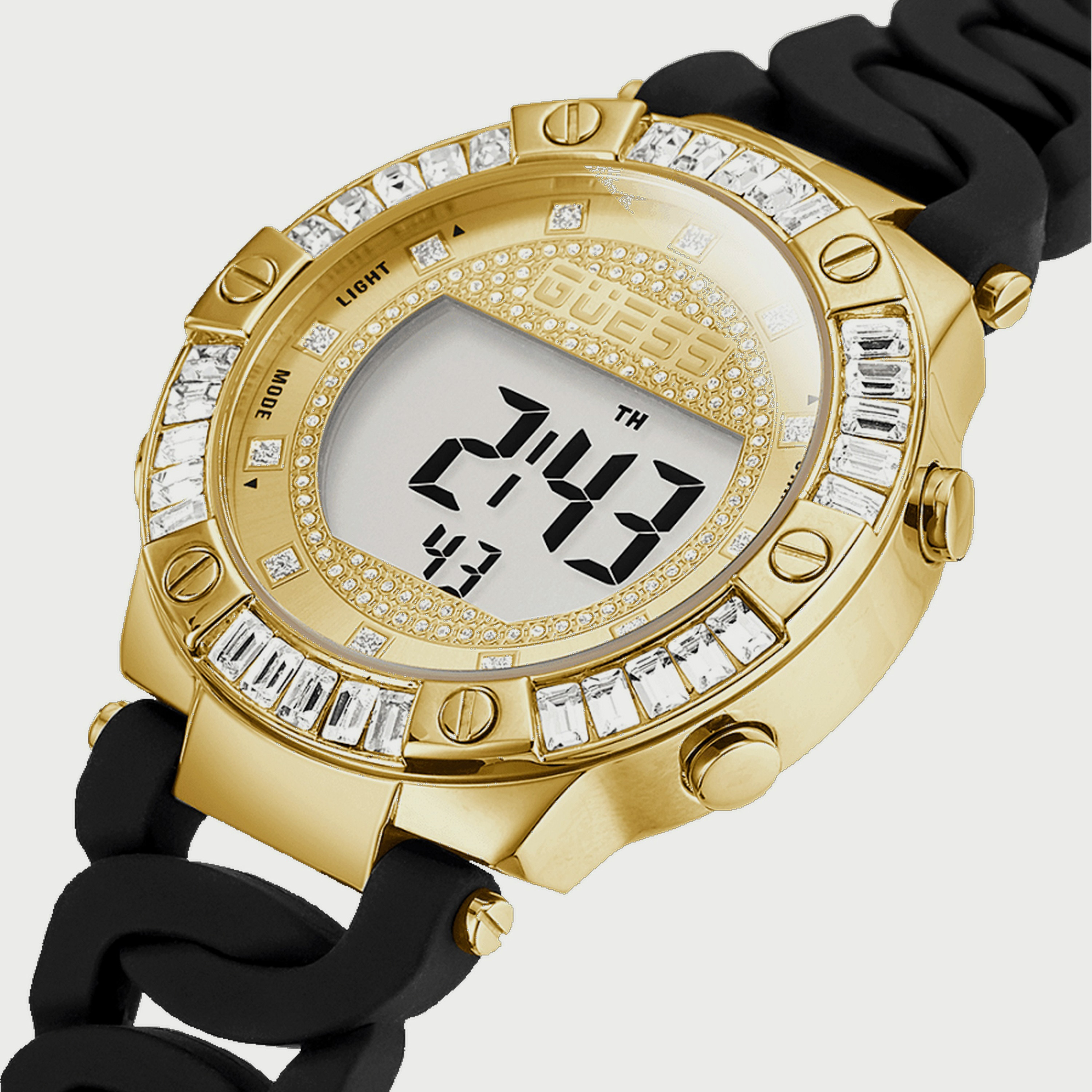 Buy Women's Guess Women's Black Digital Silicone Strap Watch
