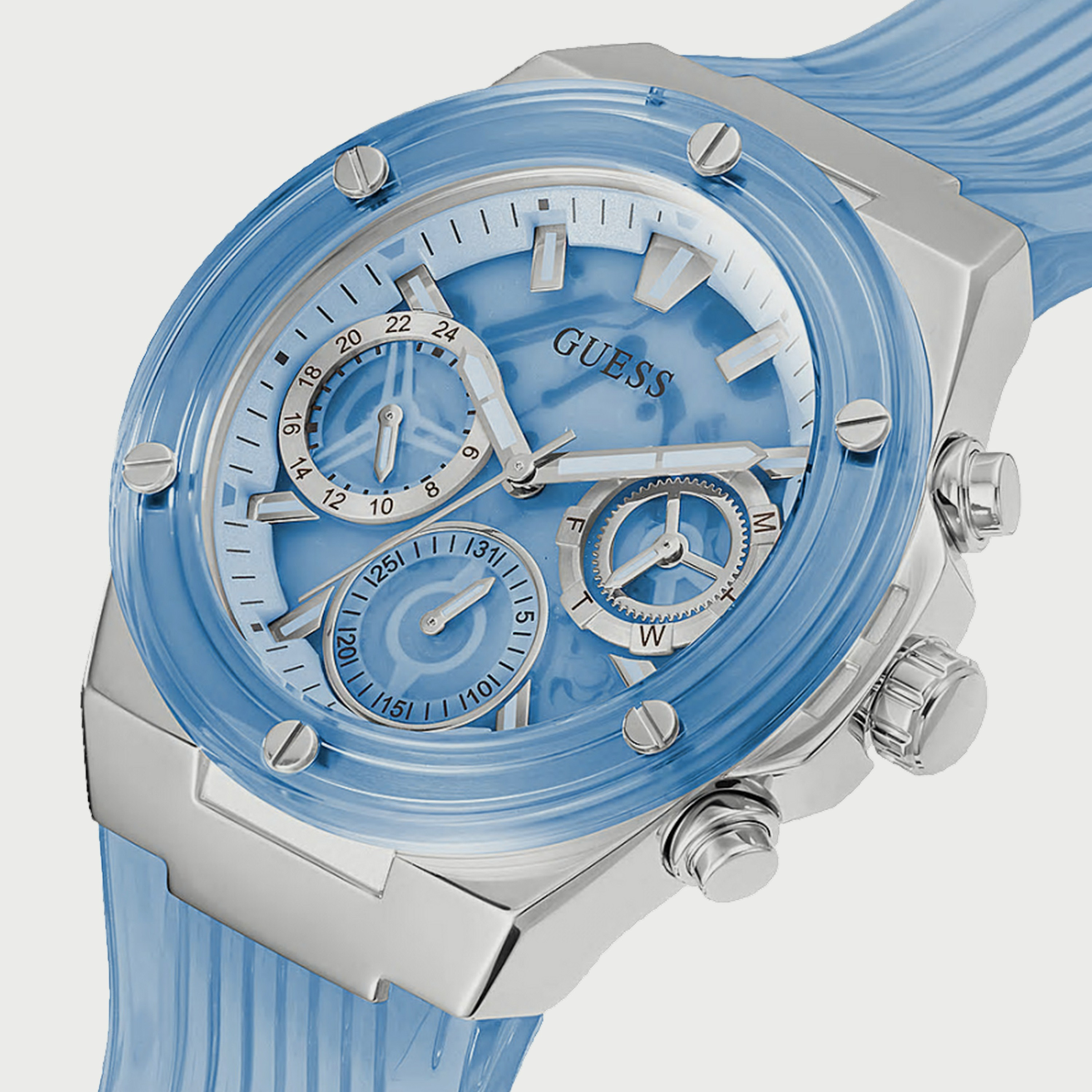 Guess Women's Blue Chronograph Silicone Strap Watch - GW0409L1-women-watchesandjewellery-watches-image-2