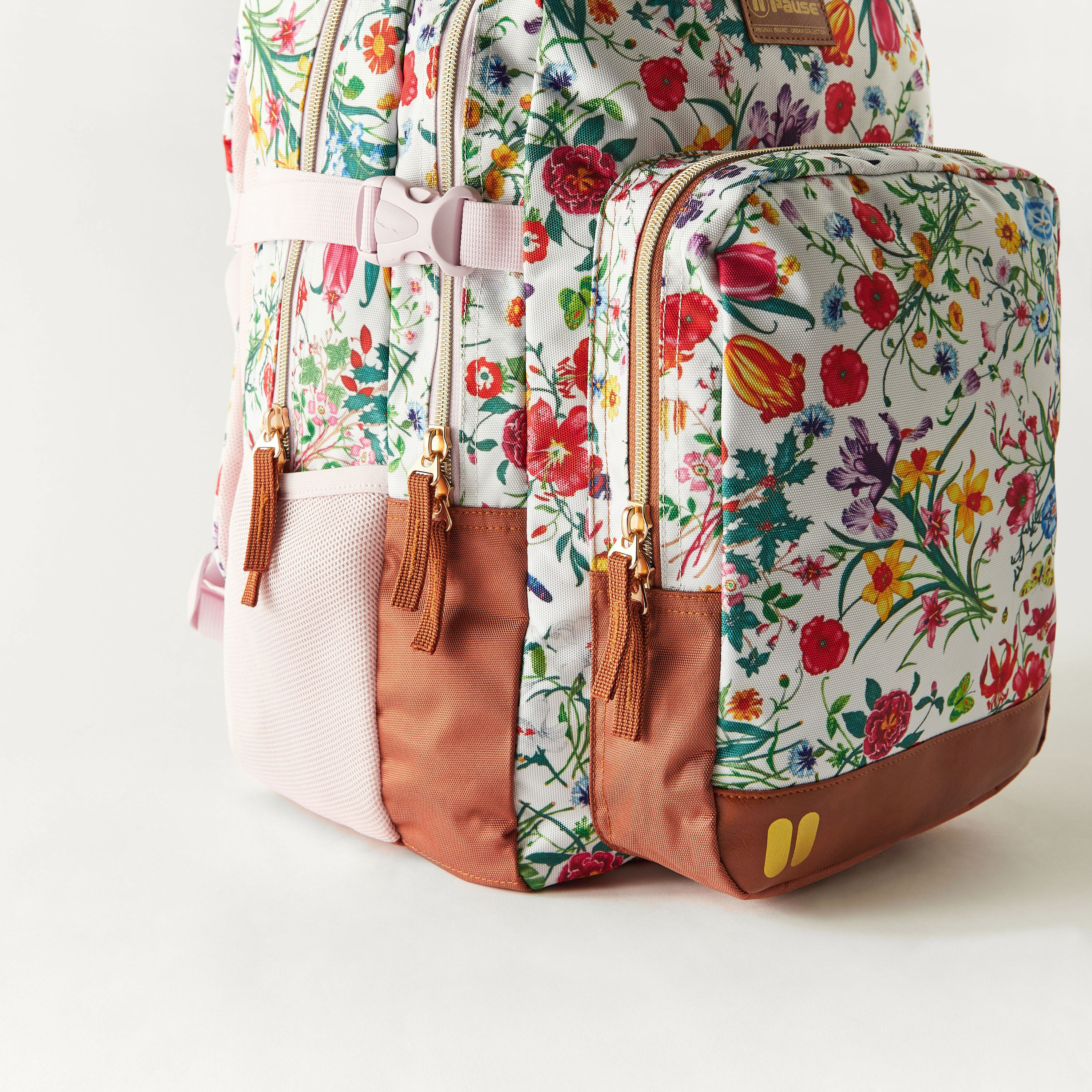 Buy Pause Floral Print Backpack with Adjustable Shoulder Straps