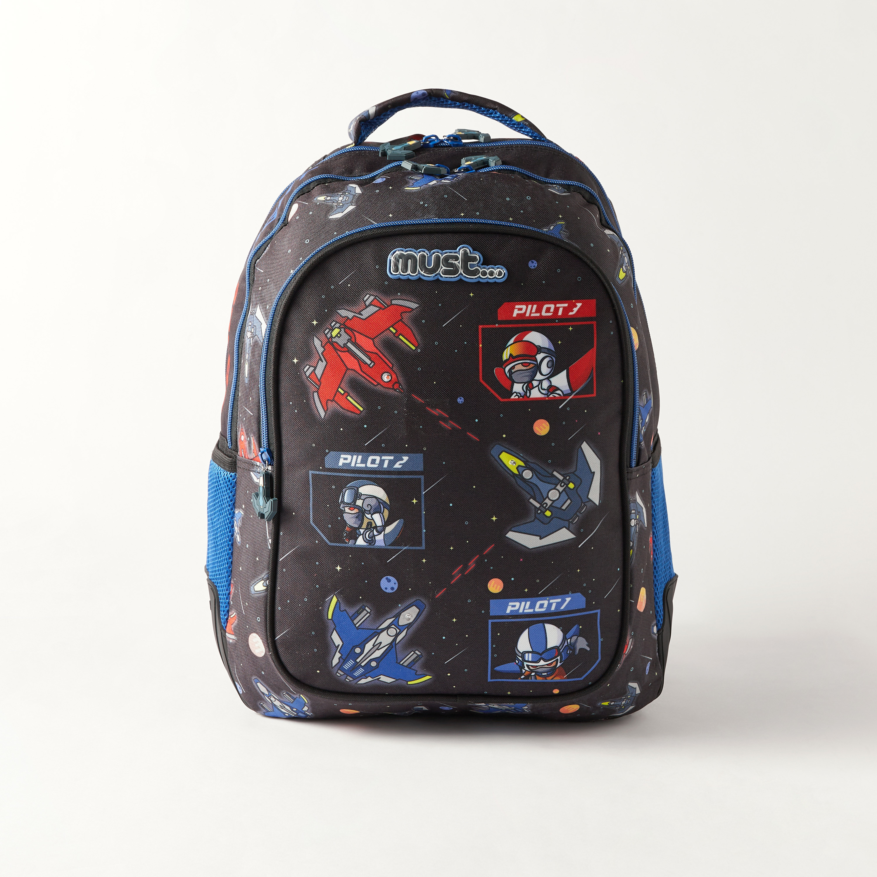 شنطة ظهر بحمالات قابلة للتعديل وطبعات فضاء من ماست - 34x20x44 سم - ضمان سنتان-school-bagsandbackpacks-backpacks-image-2