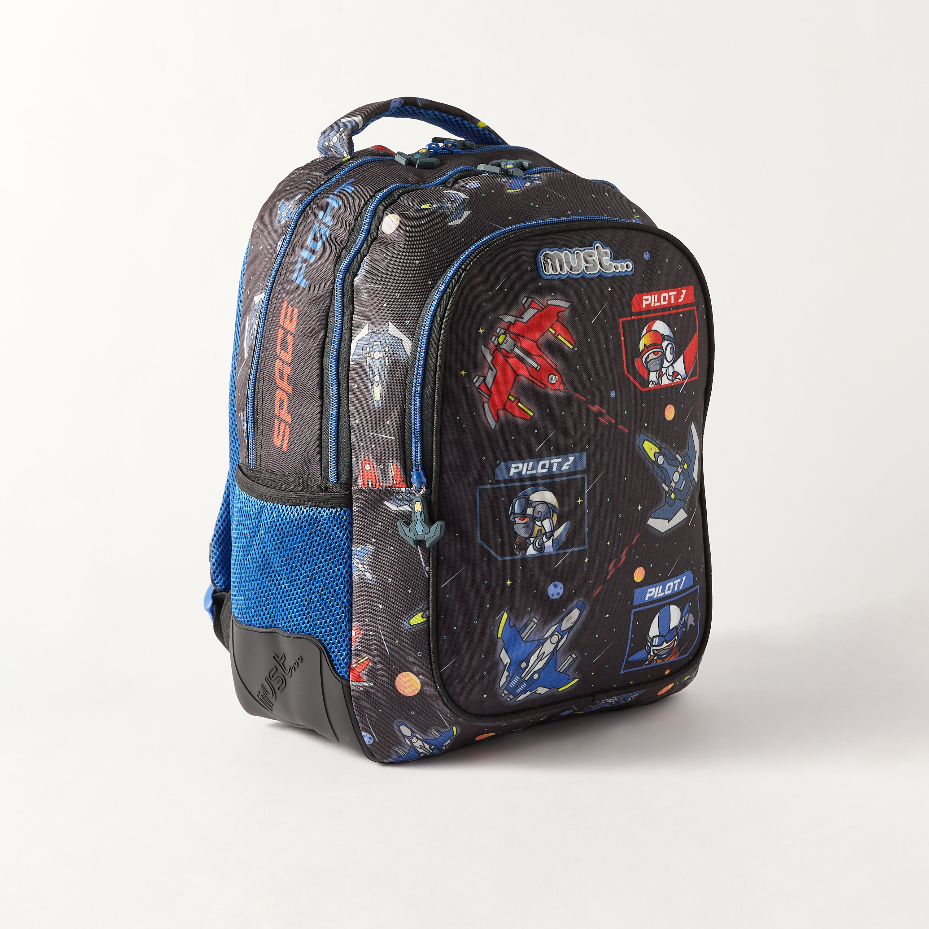 شنطة ظهر بحمالات قابلة للتعديل وطبعات فضاء من ماست - 34x20x44 سم - ضمان سنتان-school-bagsandbackpacks-backpacks-image-3