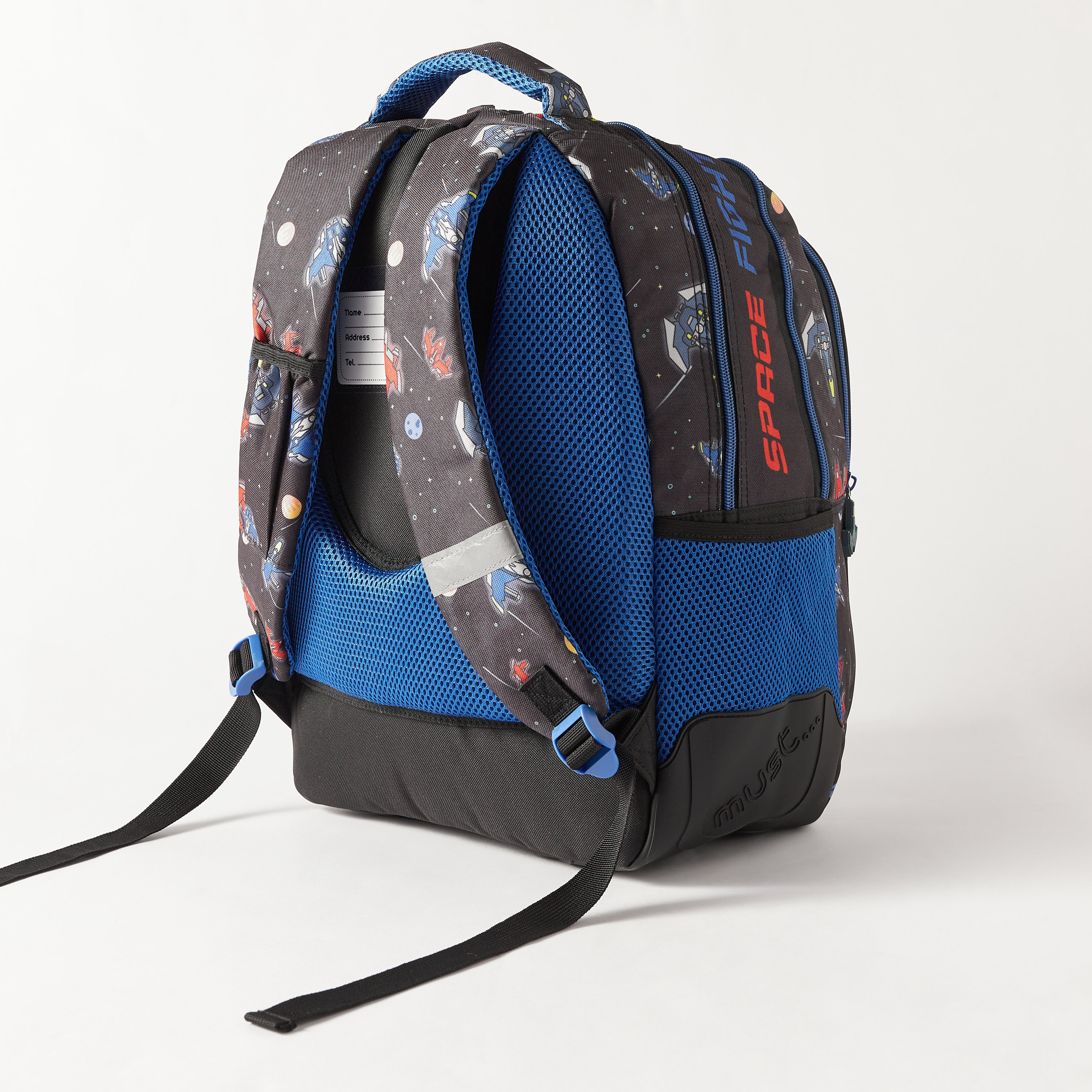 شنطة ظهر بحمالات قابلة للتعديل وطبعات فضاء من ماست - 34x20x44 سم - ضمان سنتان-school-bagsandbackpacks-backpacks-image-4