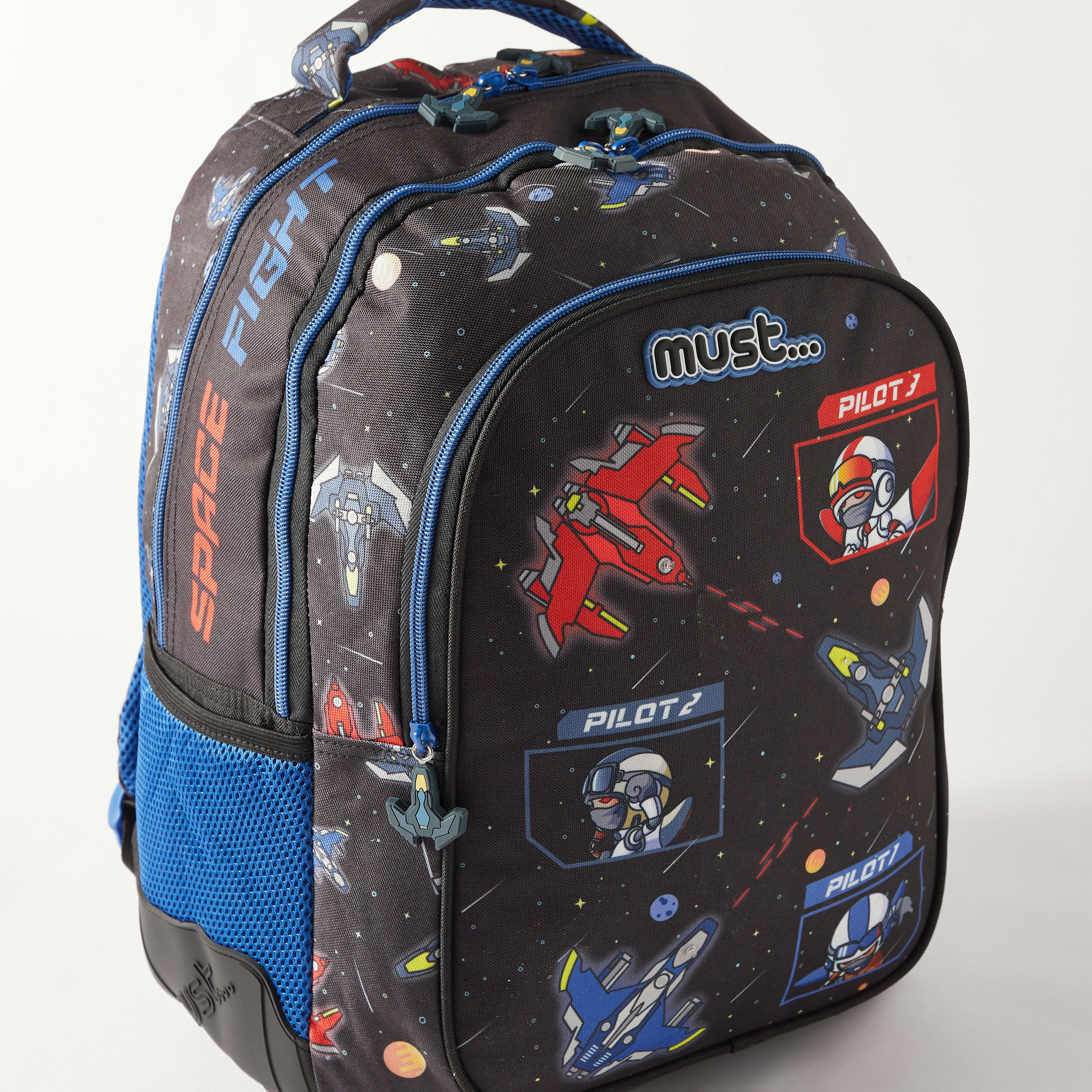 شنطة ظهر بحمالات قابلة للتعديل وطبعات فضاء من ماست - 34x20x44 سم - ضمان سنتان-school-bagsandbackpacks-backpacks-image-5