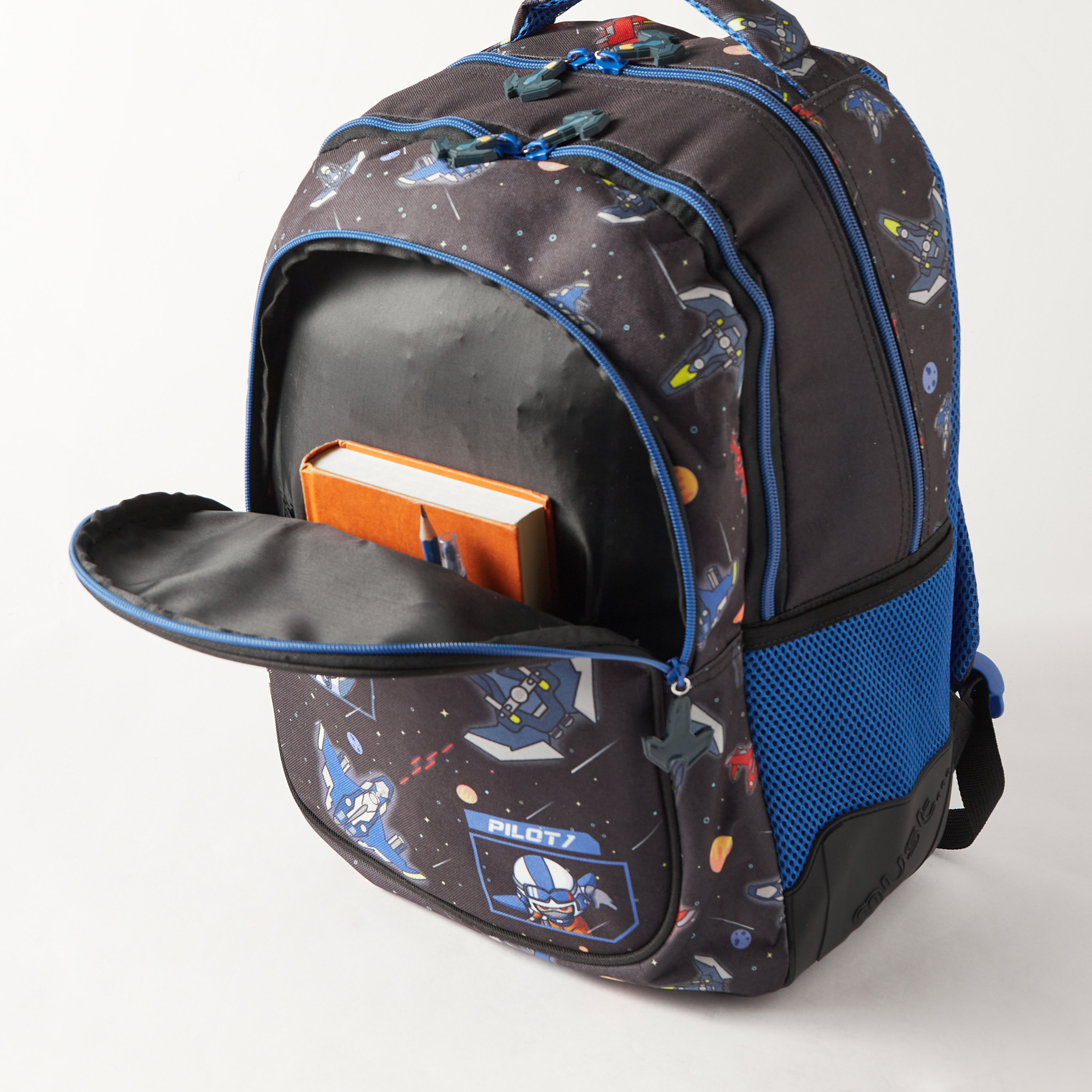 شنطة ظهر بحمالات قابلة للتعديل وطبعات فضاء من ماست - 34x20x44 سم - ضمان سنتان-school-bagsandbackpacks-backpacks-image-8