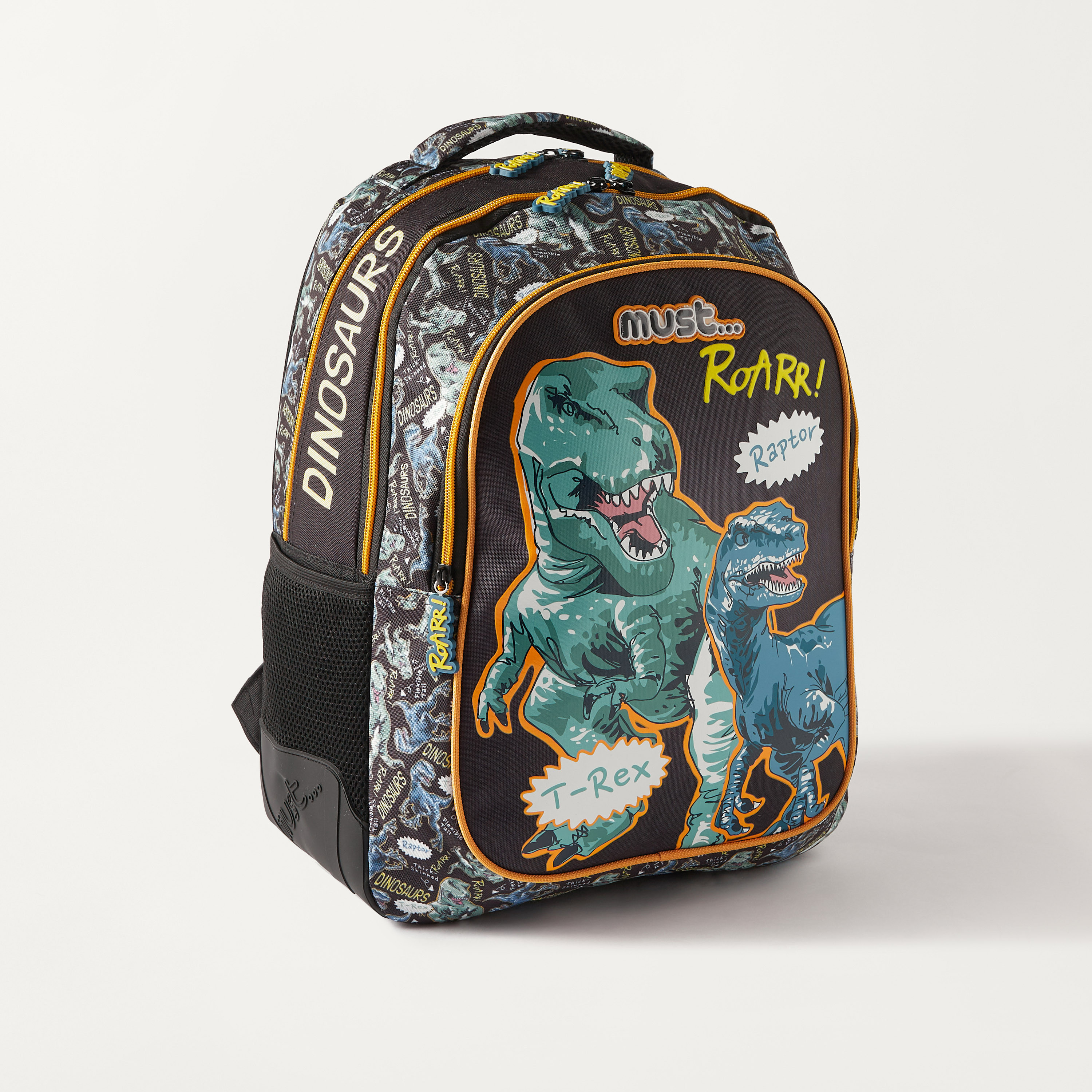 شنطة ظهر بحمالات قابلة للتعديل وطبعات ديناصور من ماست - 32×18×43 سم - ضمان سنتان-school-bagsandbackpacks-backpacks-image-3