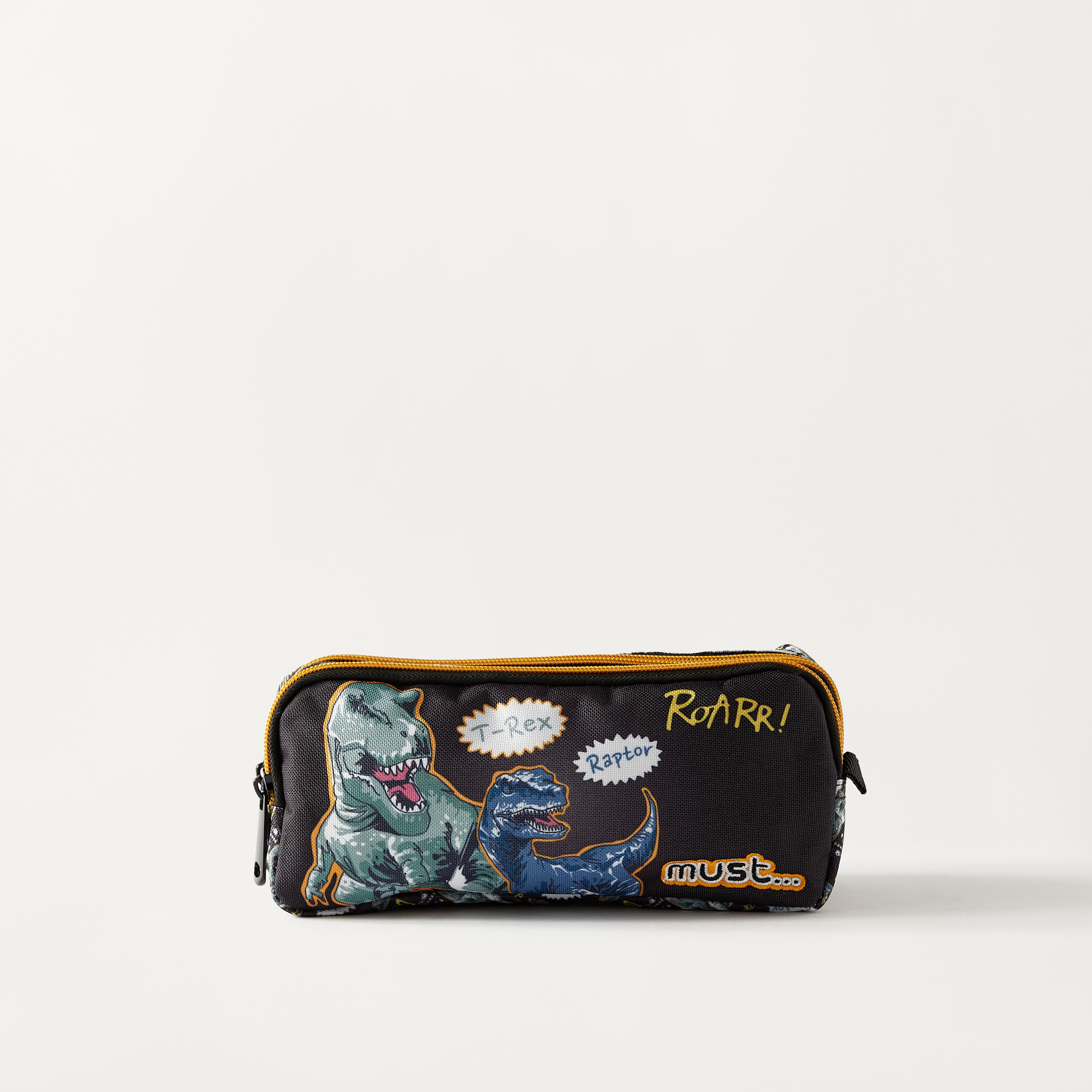 Must Dinosaur Print 2-Compartment Pencil Pouch - 2-Year Warranty-school-stationery-pencilcases-image-1