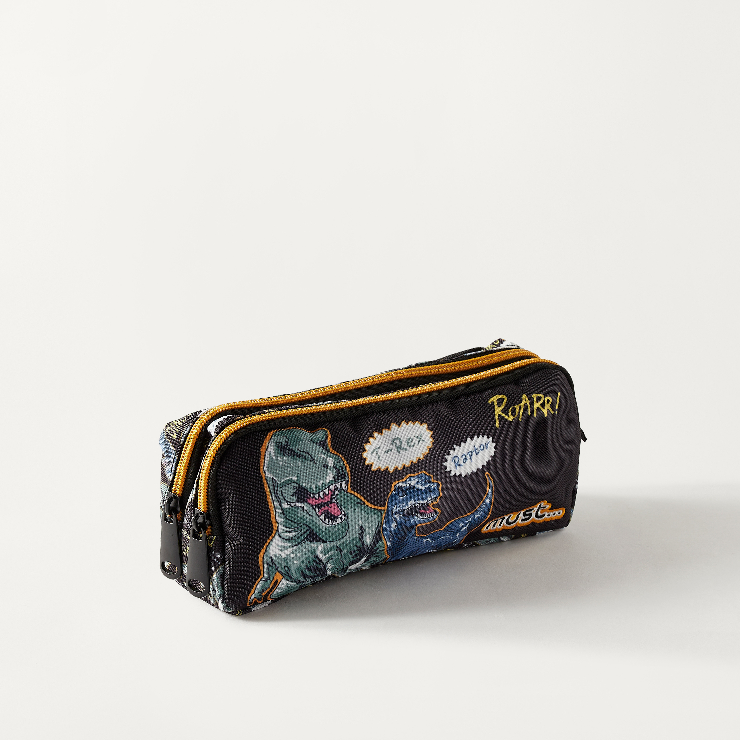 Must Dinosaur Print 2-Compartment Pencil Pouch - 2-Year Warranty-school-stationery-pencilcases-image-2