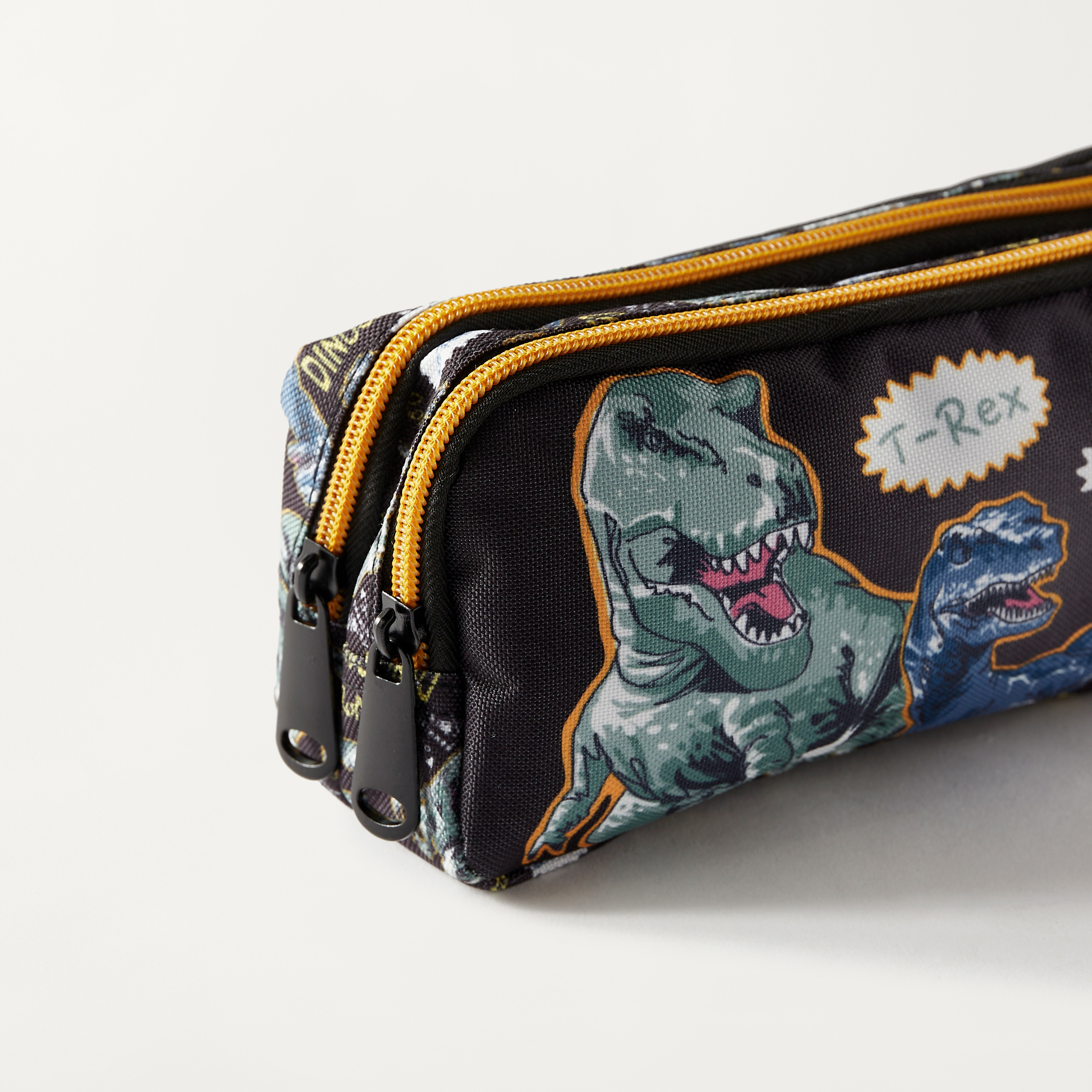 Must Dinosaur Print 2-Compartment Pencil Pouch - 2-Year Warranty-school-stationery-pencilcases-image-3