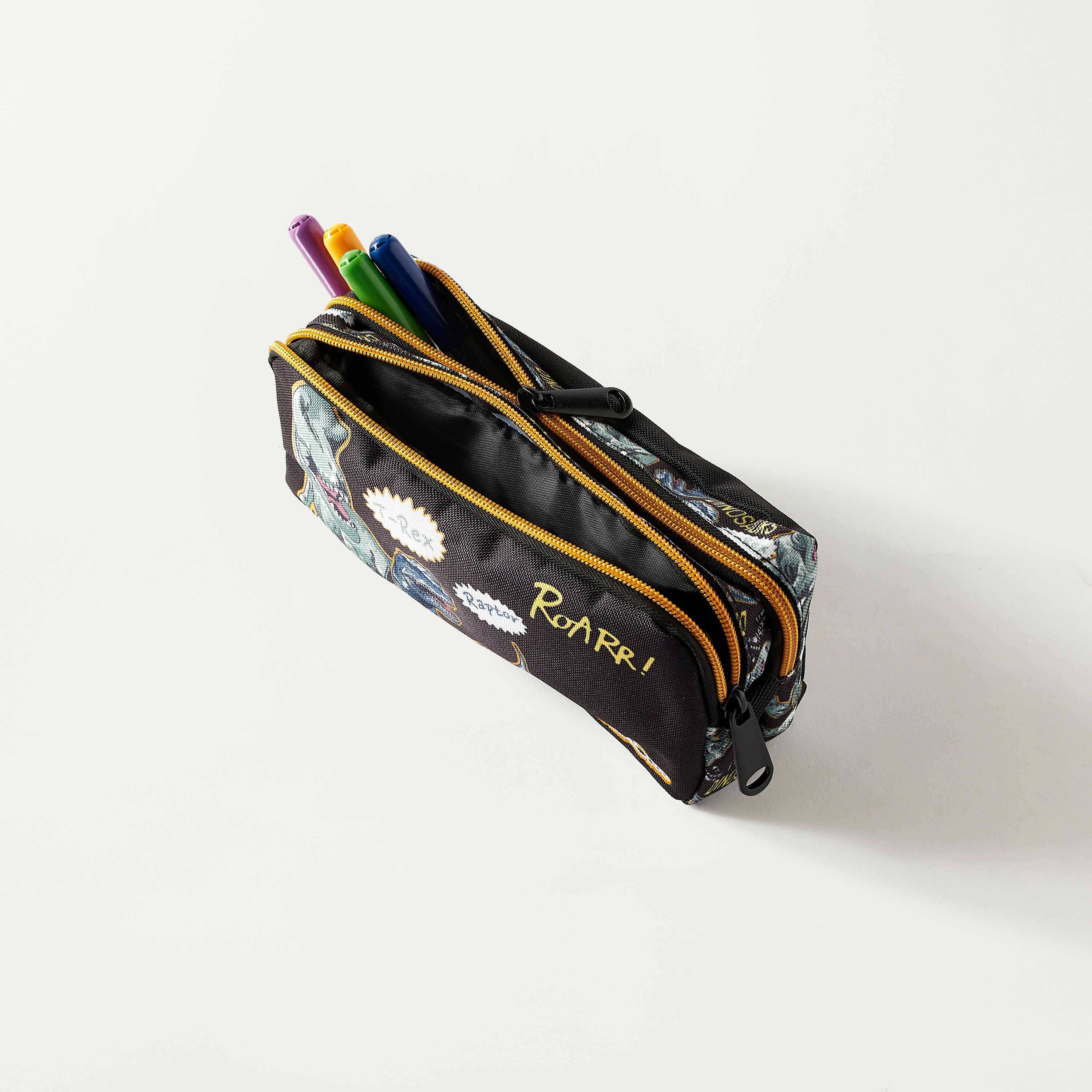 Must Dinosaur Print 2-Compartment Pencil Pouch - 2-Year Warranty-school-stationery-pencilcases-image-4