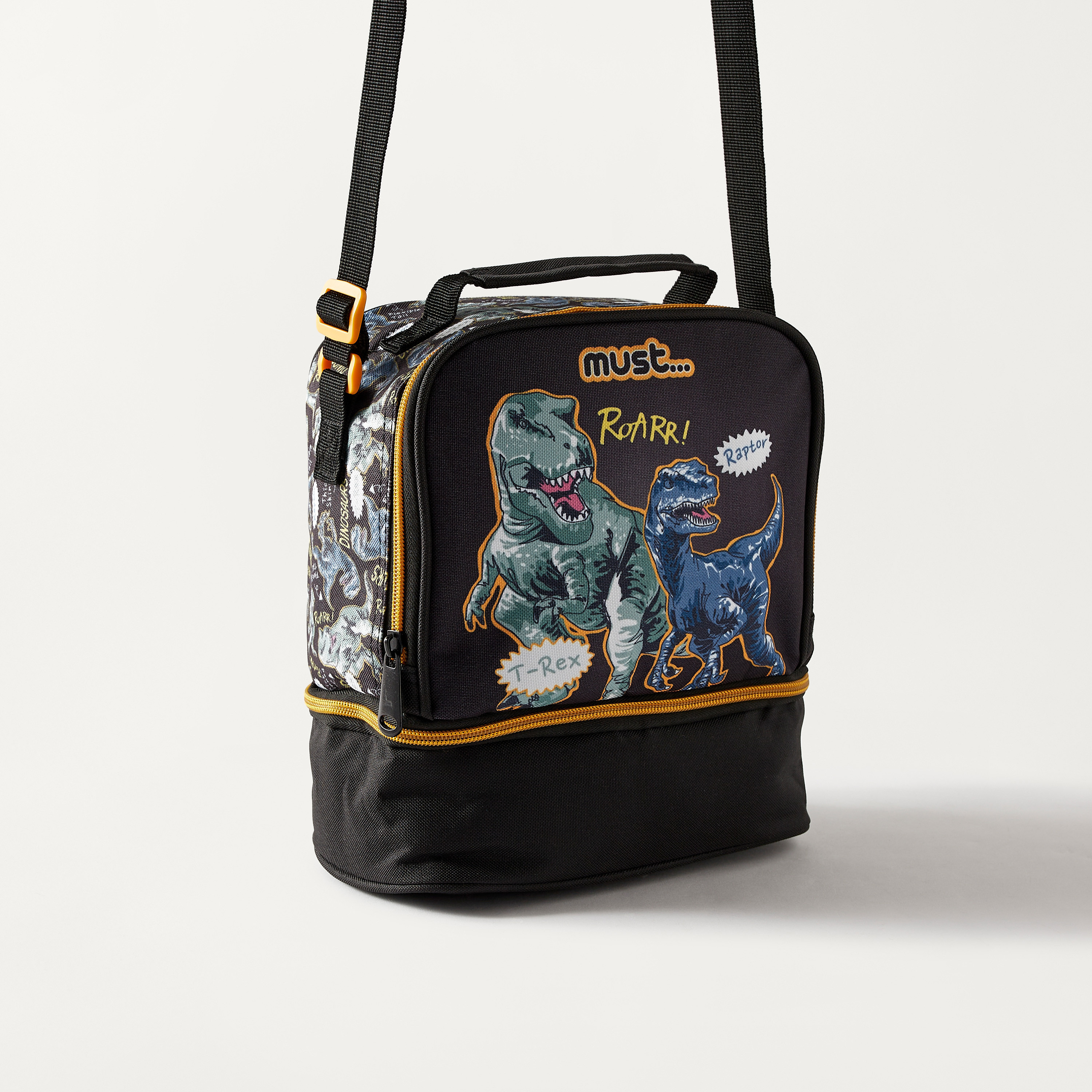 Must Dinosaur Print Insulated Lunch Bag with Adjustable Strap and Zip Closure - 2-Year Warranty-school-lunchessentials-lunchbags-image-2