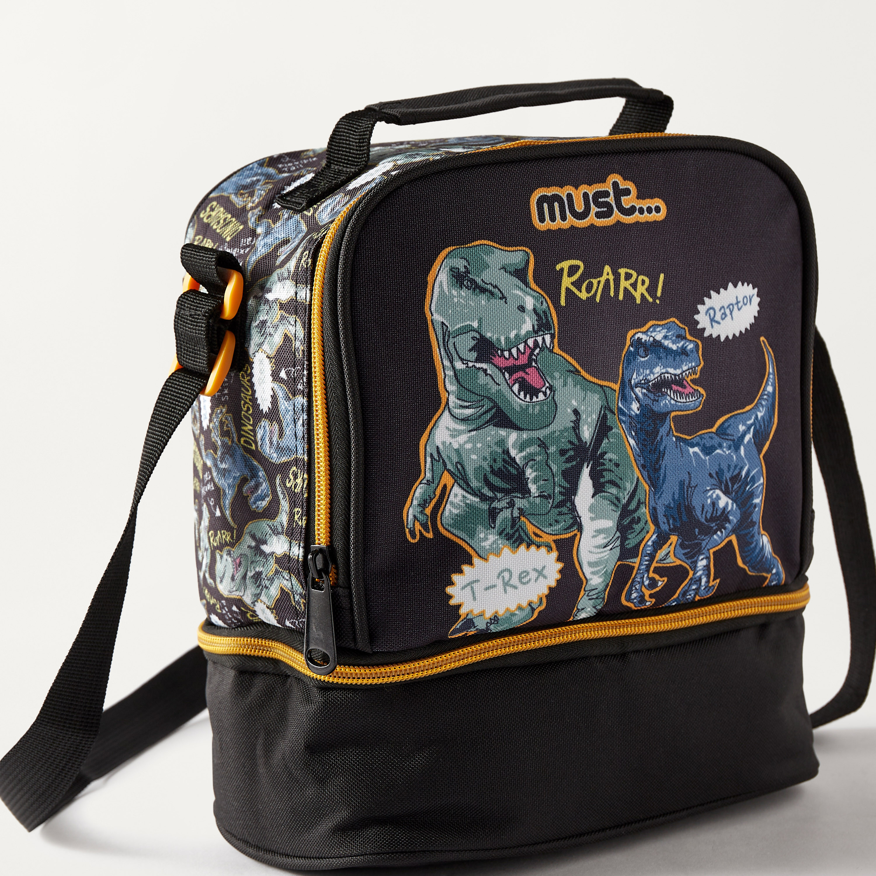 Must Dinosaur Print Insulated Lunch Bag with Adjustable Strap and Zip Closure - 2-Year Warranty-school-lunchessentials-lunchbags-image-3