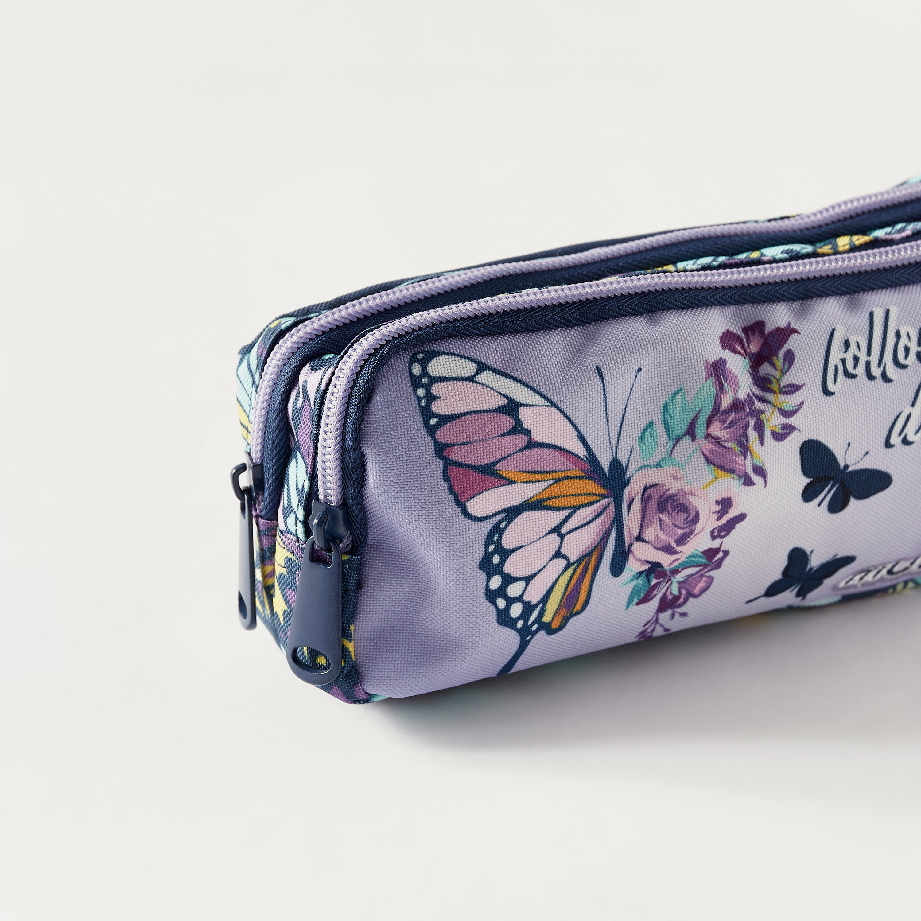 مقلمة بسحاب إغلاق وطبعات فراشة من ماست - ضمان سنتان-school-stationery-pencilcases-image-3