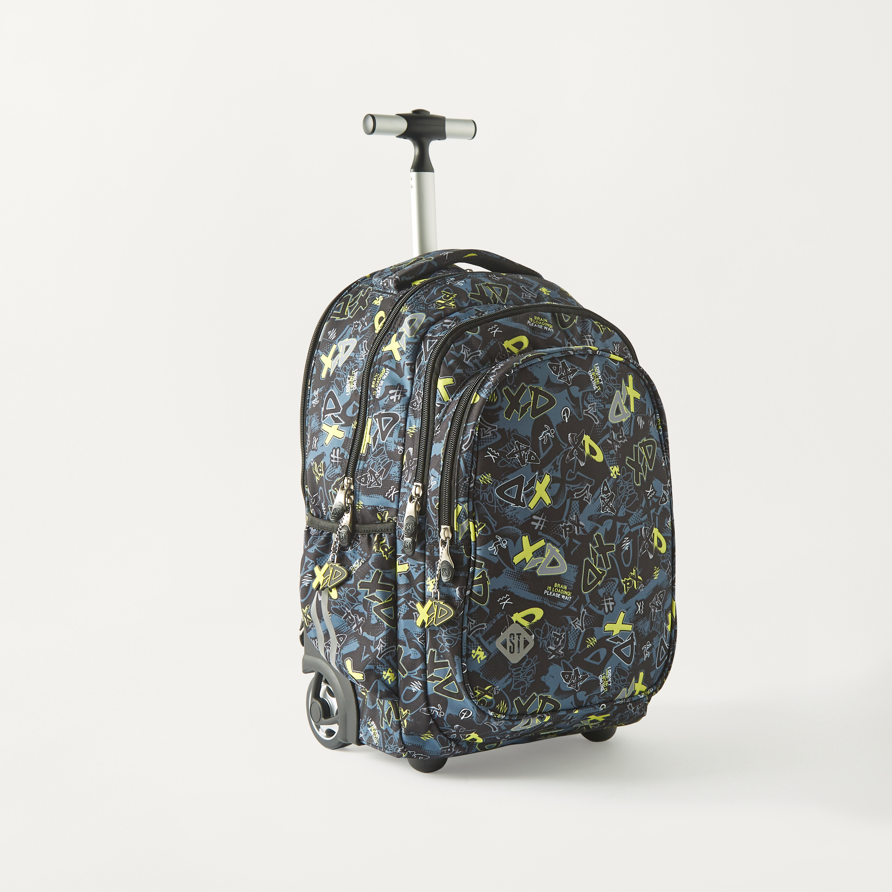 St.Right Printed 18-inch Trolley Backpack with Retractable Handle - 32x25x47 cms 2-Year Warranty-school-bagsandbackpacks-trolleybags-image-2
