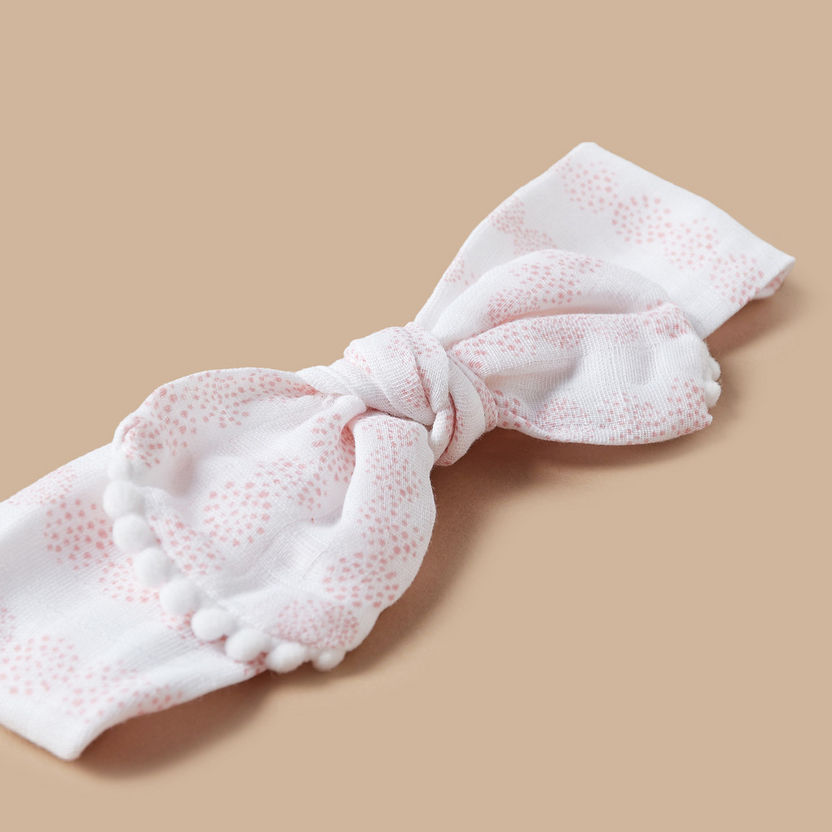 Juniors Printed Swaddle Blanket and Headband Gift Set - 120x120 cm-Receiving Blankets-image-4