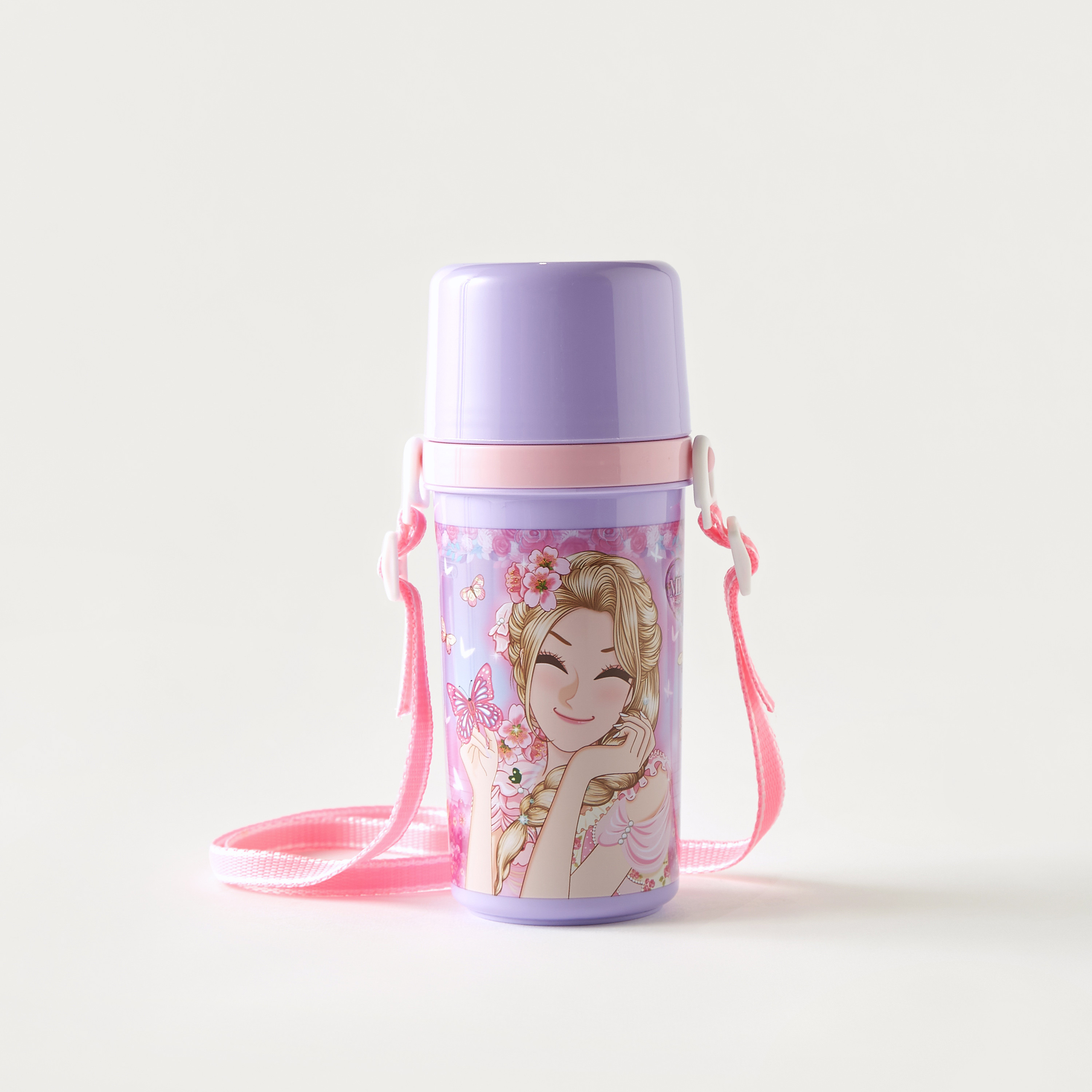 Minmie Print Water Bottle with Screw Lid and Detachable Strap - 450 ml-school-waterbottles-image-1