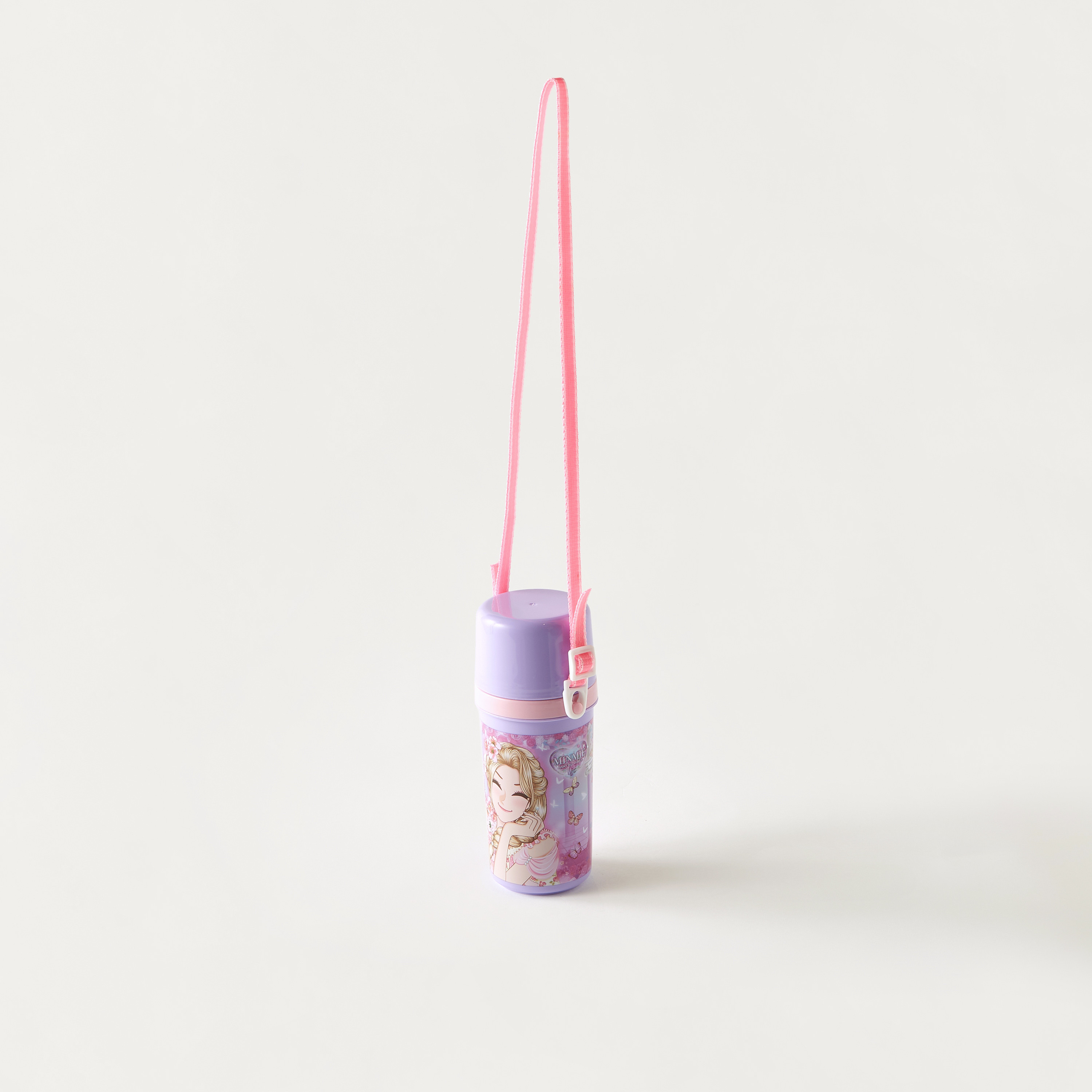 Minmie Print Water Bottle with Screw Lid and Detachable Strap - 450 ml-school-waterbottles-image-2