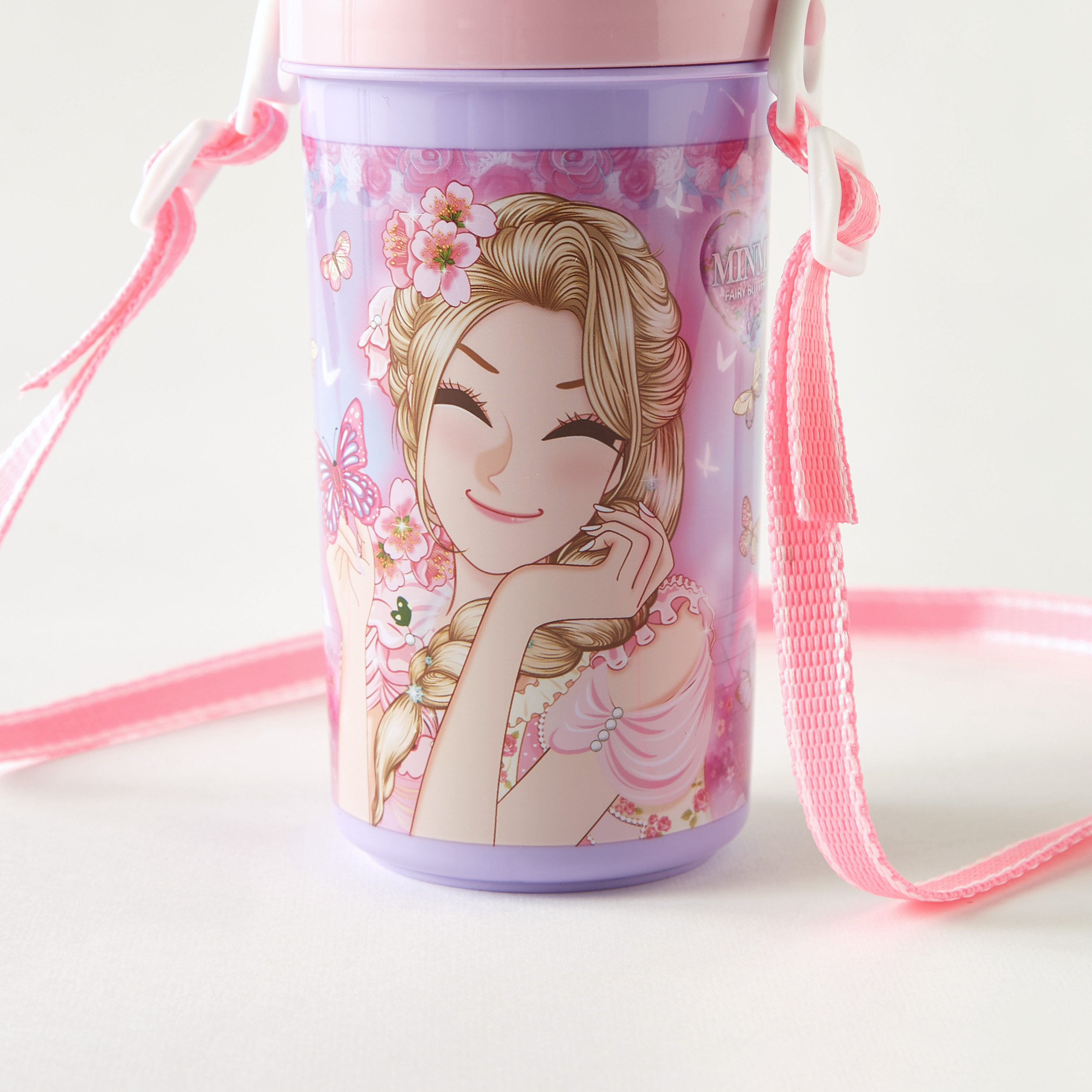 Minmie Print Water Bottle with Screw Lid and Detachable Strap - 450 ml-school-waterbottles-image-4