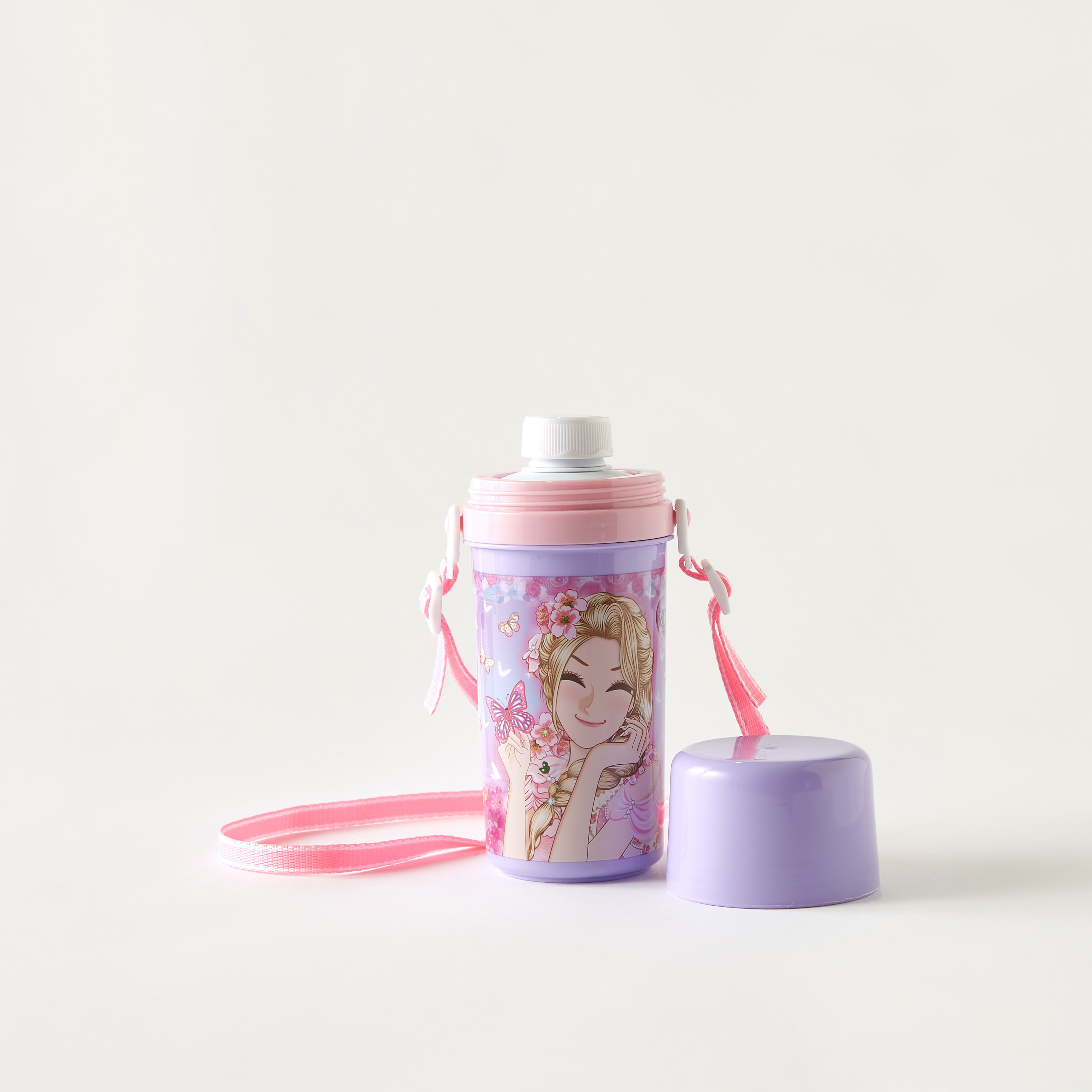 Minmie Print Water Bottle with Screw Lid and Detachable Strap - 450 ml-school-waterbottles-image-5