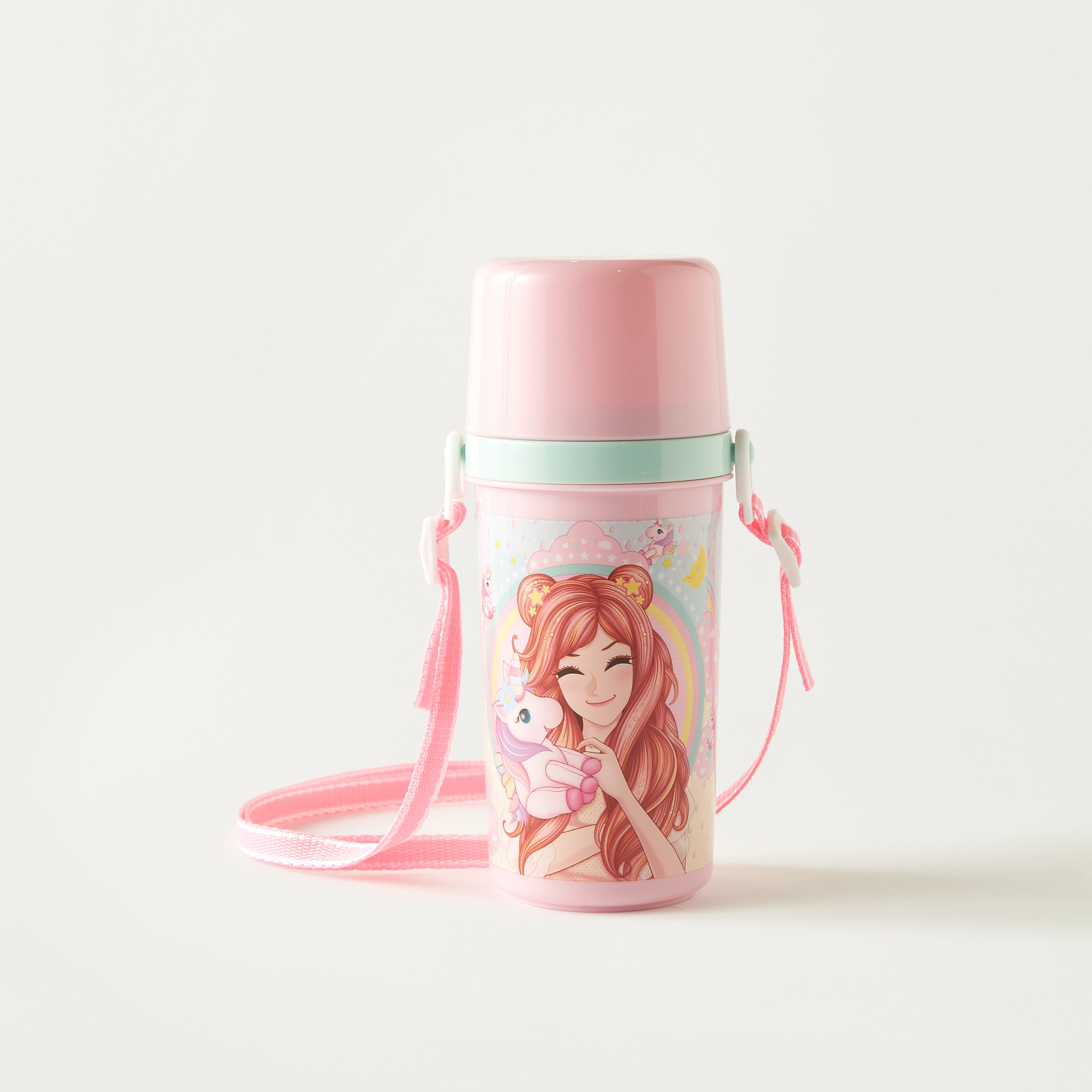 Minmie Print Water Bottle with Screw Lid and Detachable Strap - 450 ml-school-waterbottles-image-1