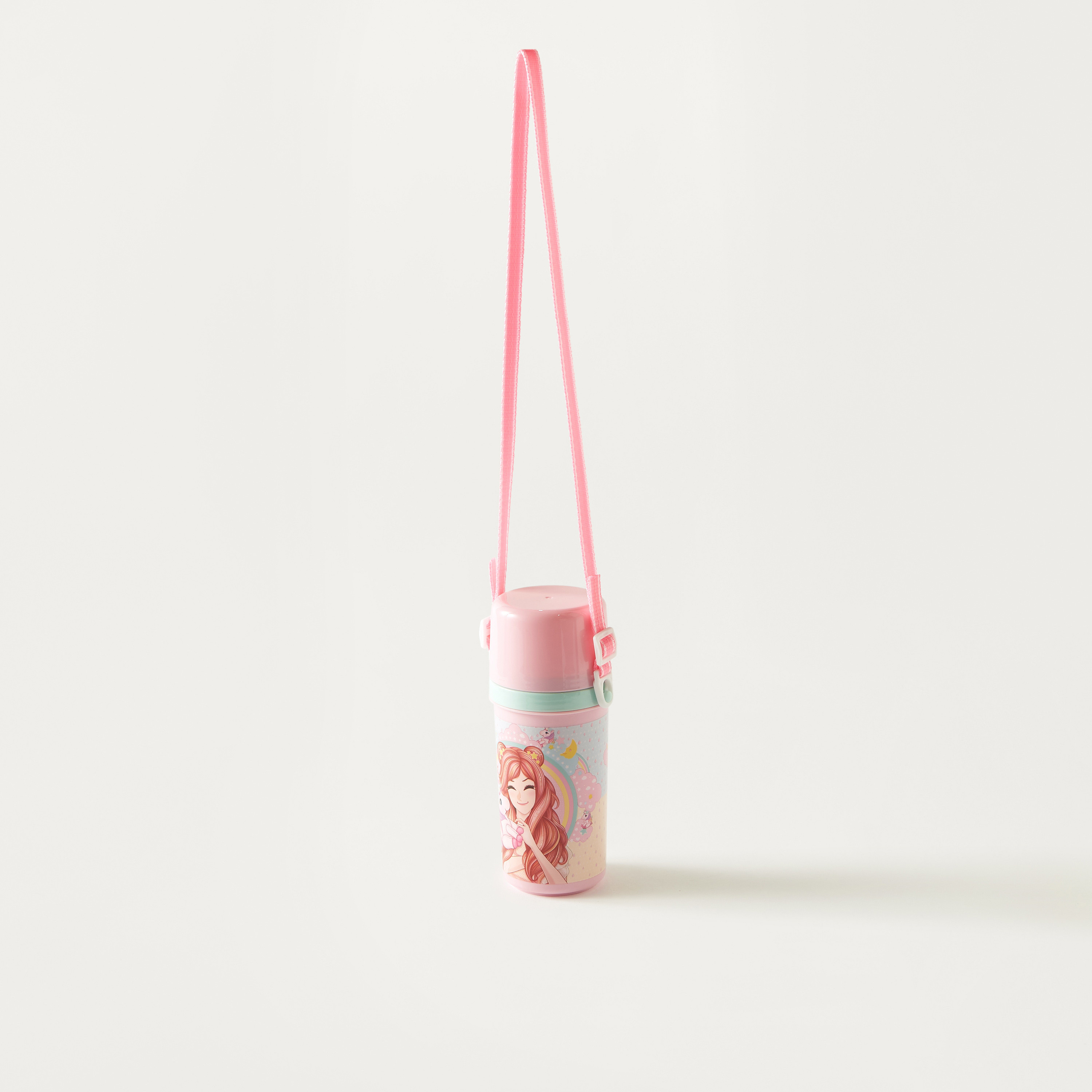 Minmie Print Water Bottle with Screw Lid and Detachable Strap - 450 ml-school-waterbottles-image-2