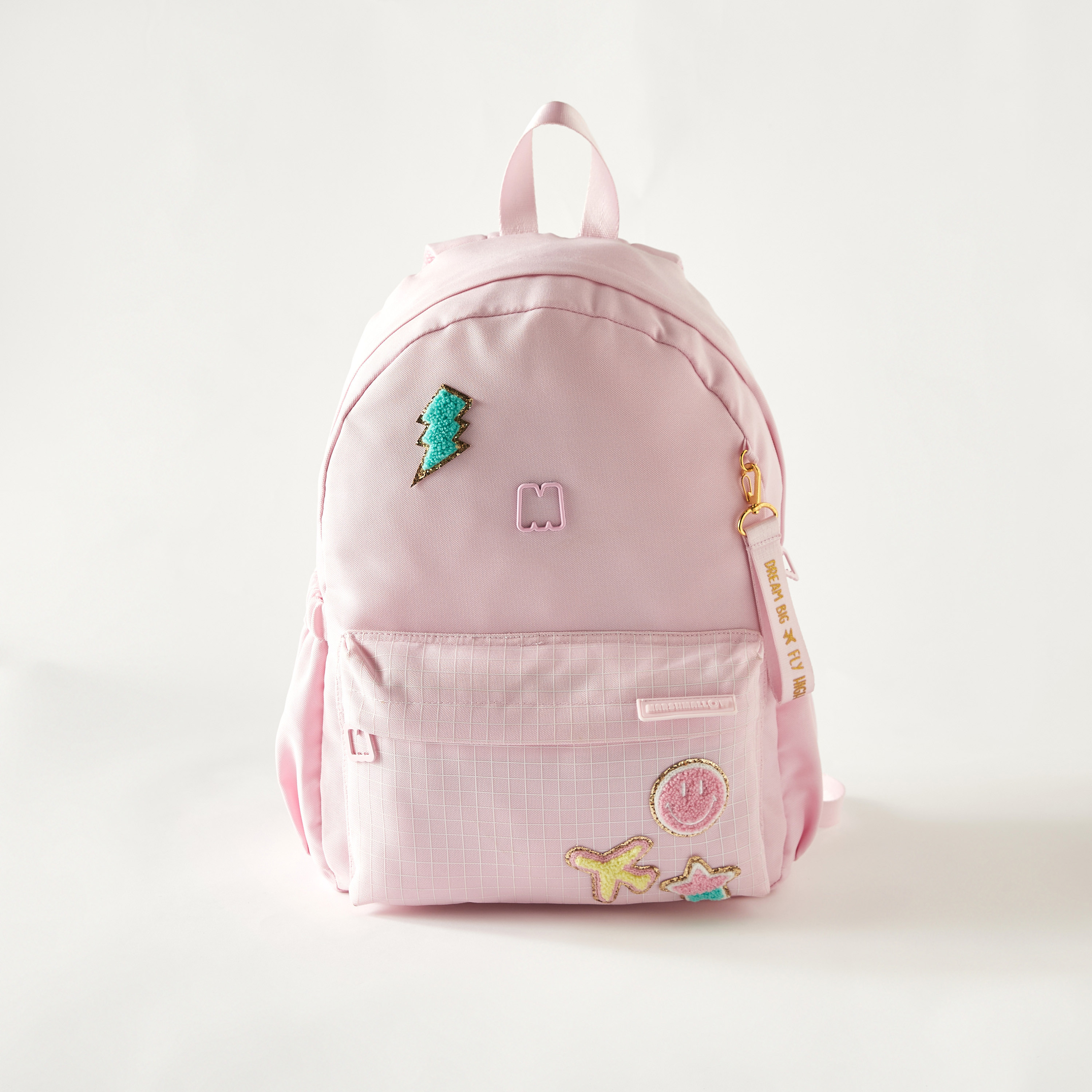 MARSHMALLOW Textured Backpack with Pencil Pouch 16x33x43 cms 1 Year Warranty