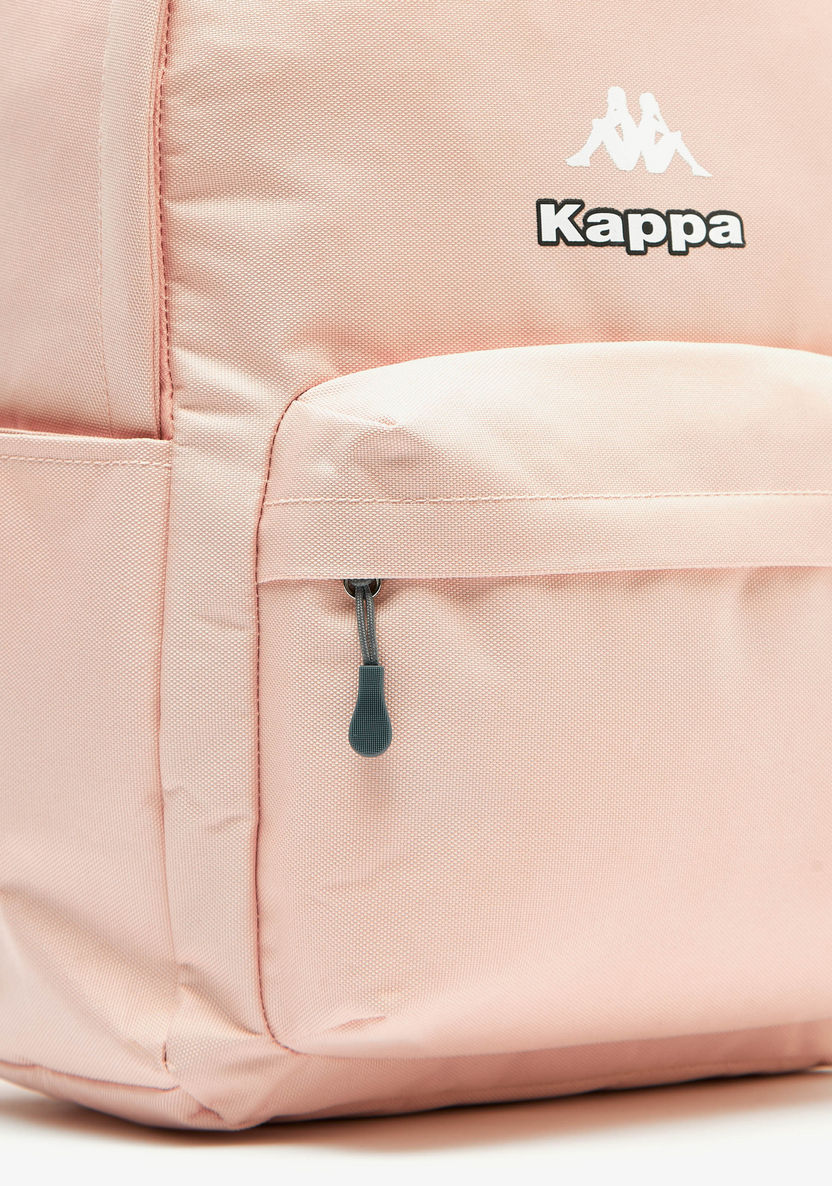 Kappa Logo Print Backpack with Zip Closure and Adjustable Straps-Women%27s Backpacks-image-2