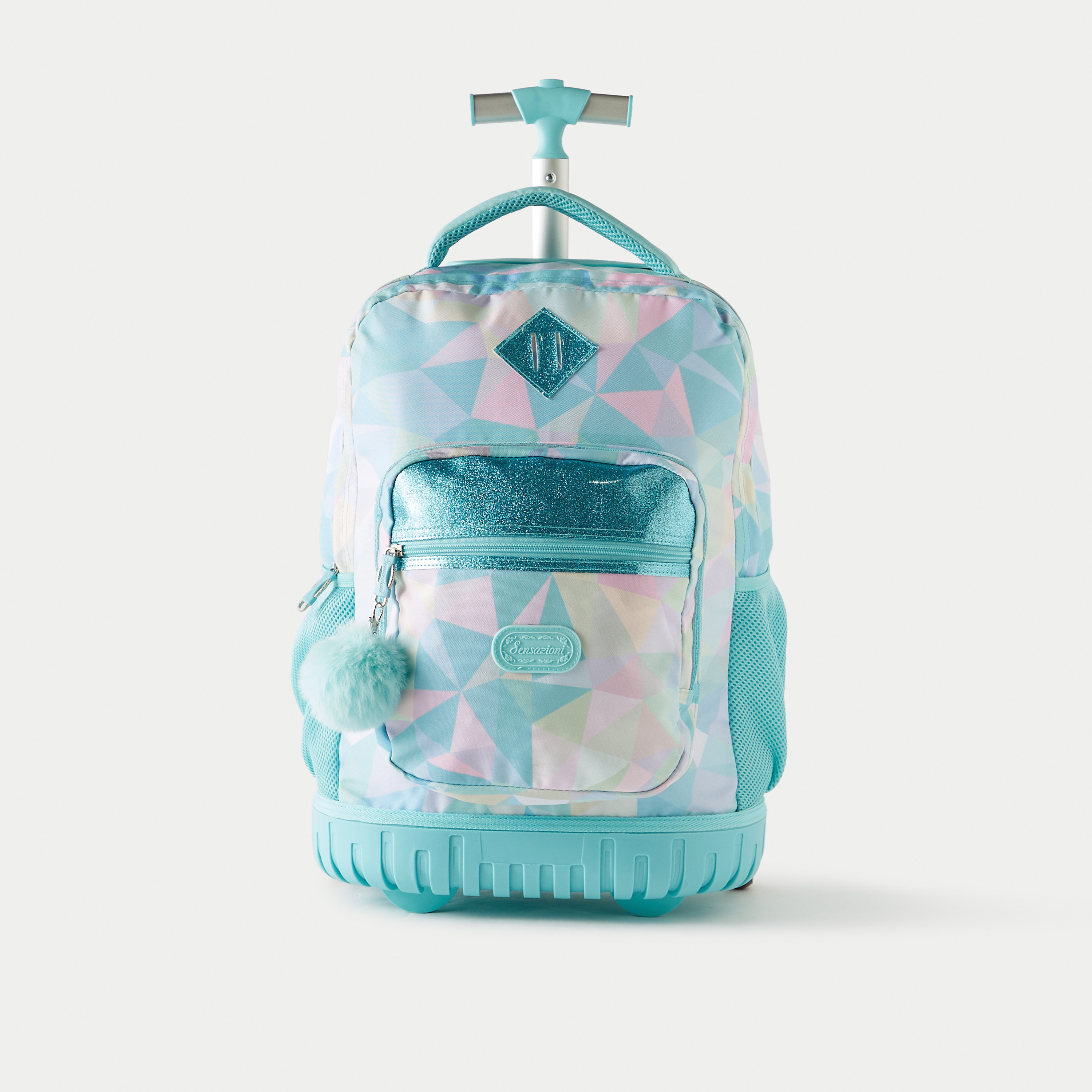 شنطة ظهر ترولي بعجلات وطبعات هندسية من سينسازيوني - 32x22x47 سم - ضمان 3 سنوات-school-bagsandbackpacks-trolleybags-image-1