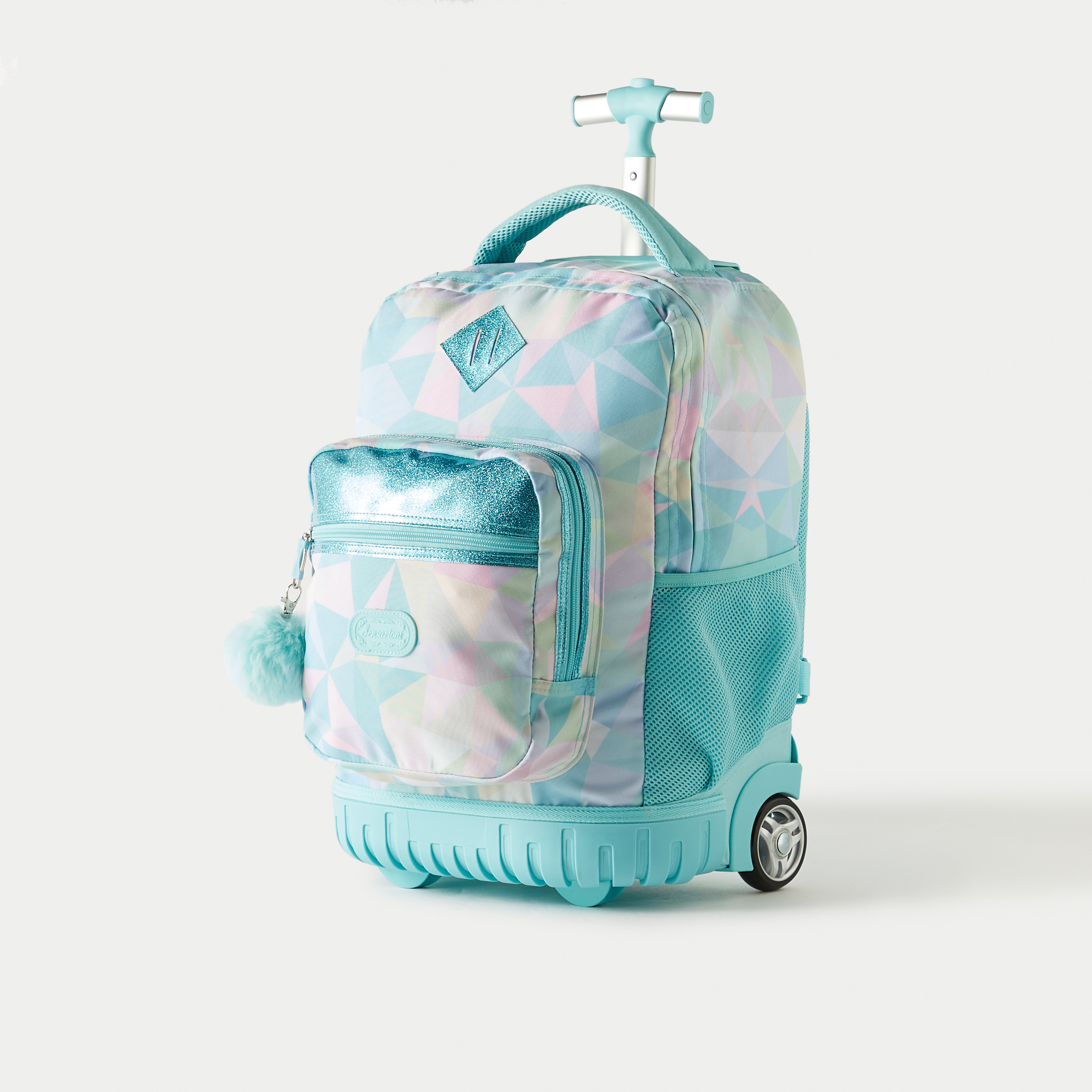 شنطة ظهر ترولي بعجلات وطبعات هندسية من سينسازيوني - 32x22x47 سم - ضمان 3 سنوات-school-bagsandbackpacks-trolleybags-image-2