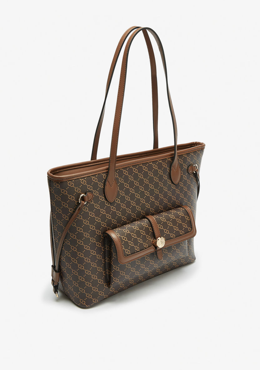 Celeste All-Over Logo Print Tote Bag with Zip Closure-Women%27s Handbags-image-2