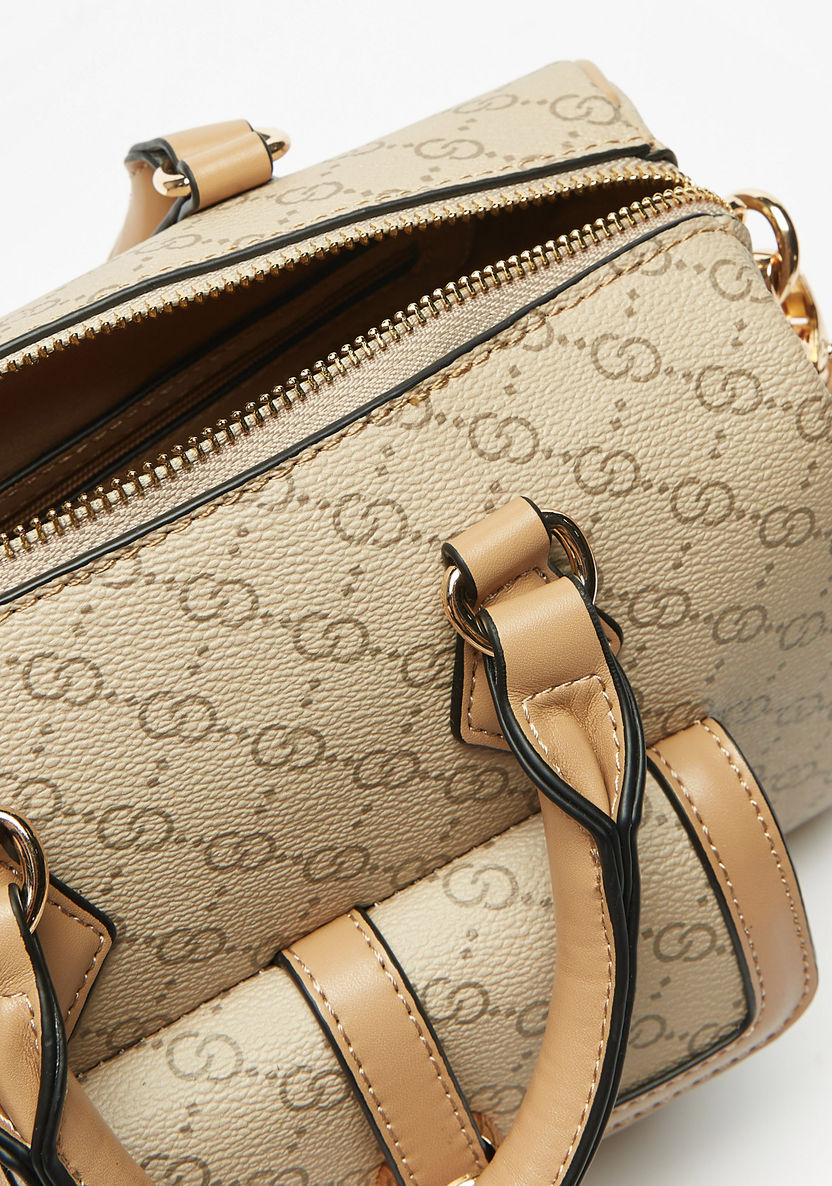 Celeste All-Over Logo Print Bowler Bag with Double Handles-Women%27s Handbags-image-5