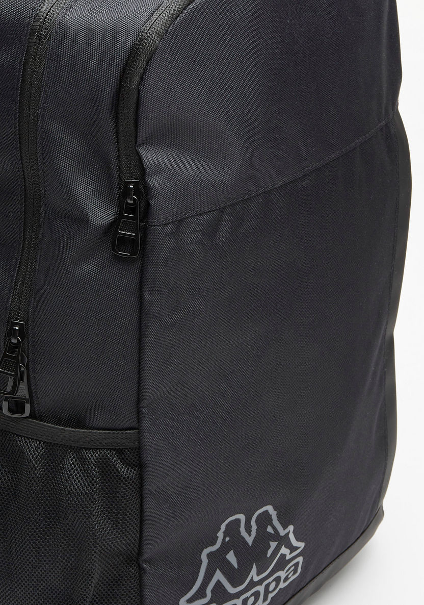 Kappa Logo Print Backpack with Adjustable Handles and Zip Closure-Men%27s Backpacks-image-2