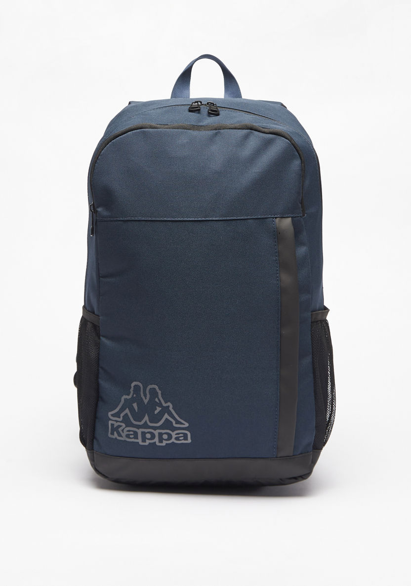 Kappa Logo Print Backpack with Adjustable Handles and Zip Closure-Men%27s Backpacks-image-0