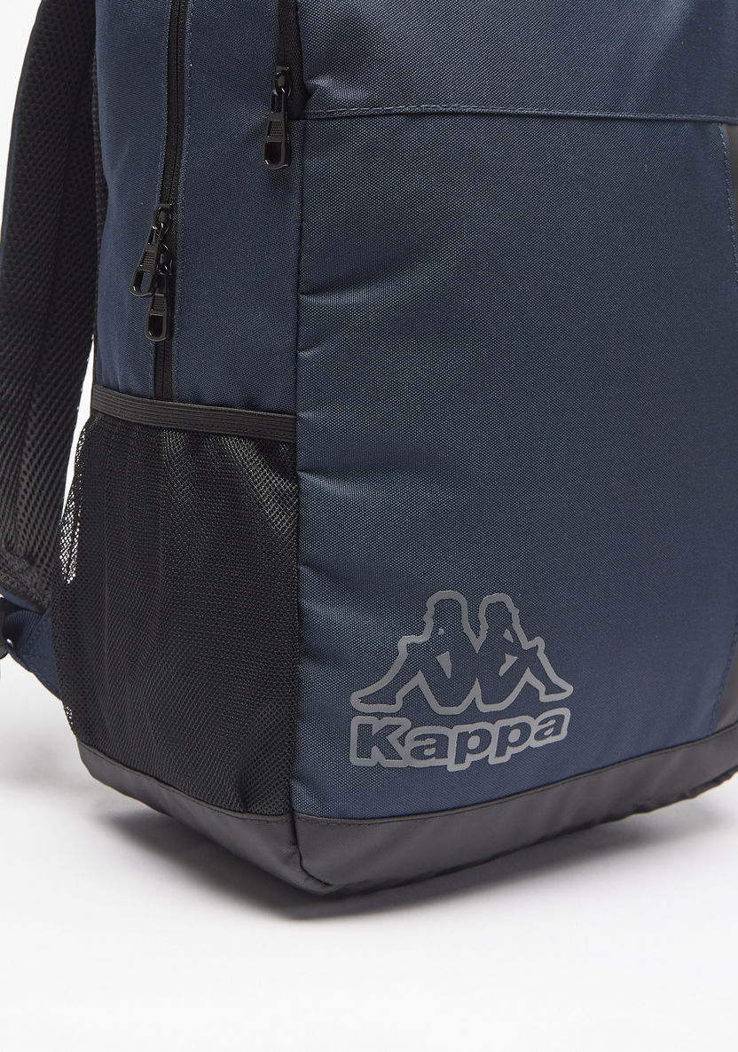 Kappa Logo Print Backpack with Adjustable Handles and Zip Closure-Men%27s Backpacks-image-1