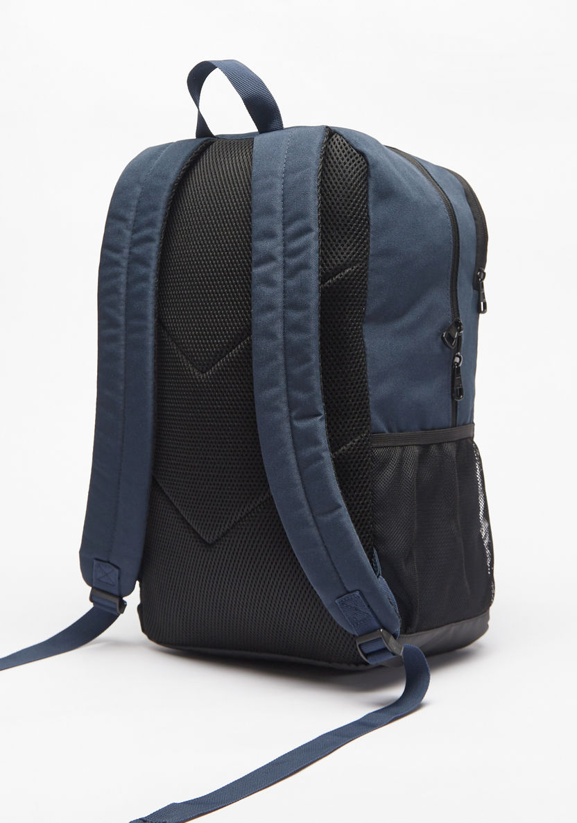 Kappa Logo Print Backpack with Adjustable Handles and Zip Closure-Men%27s Backpacks-image-2