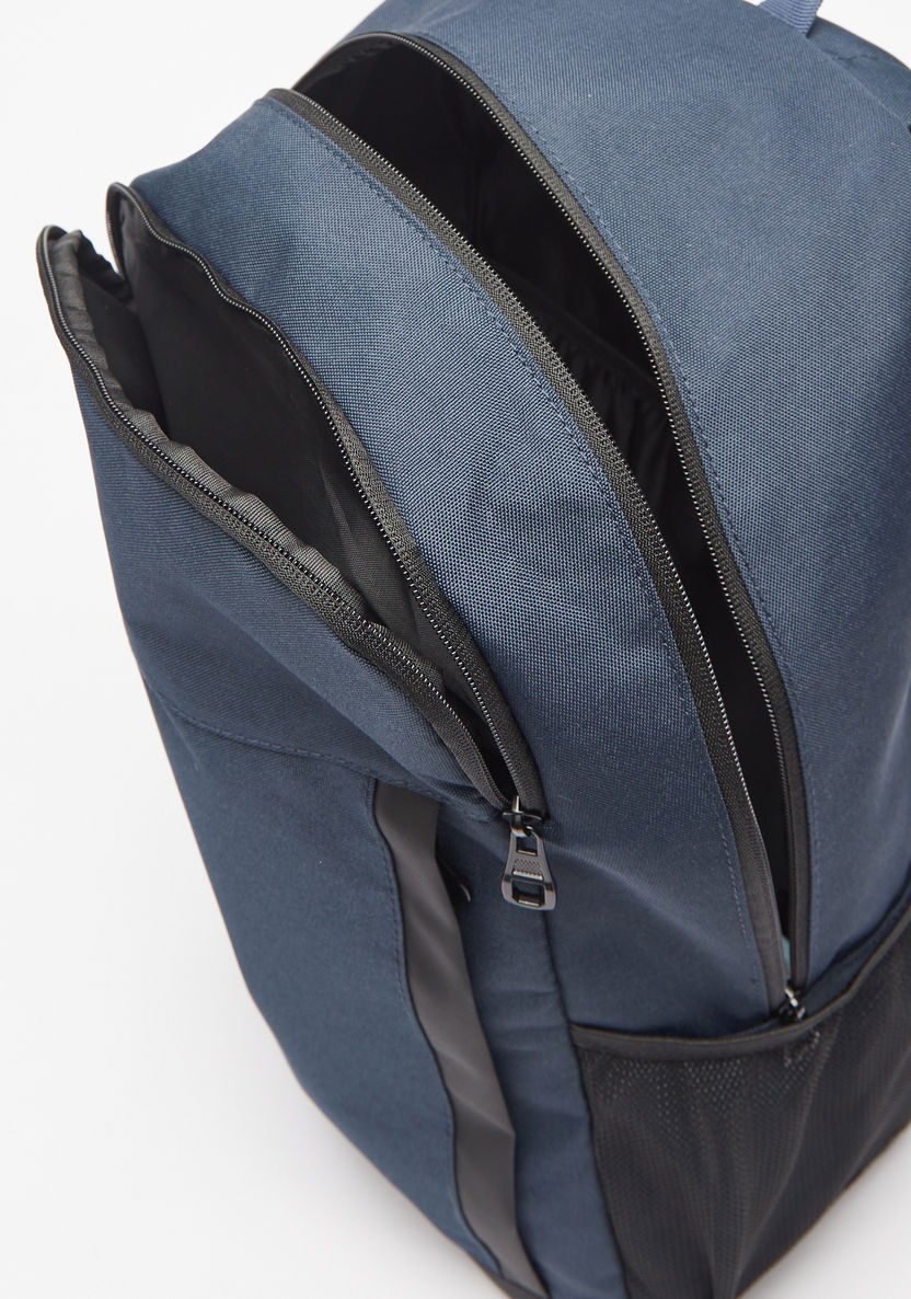 Kappa Logo Print Backpack with Adjustable Handles and Zip Closure-Men%27s Backpacks-image-3