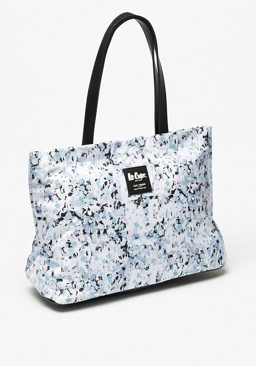 Lee Cooper Floral Print Shopper Bag with Detachable Strap-Women%27s Handbags-image-1