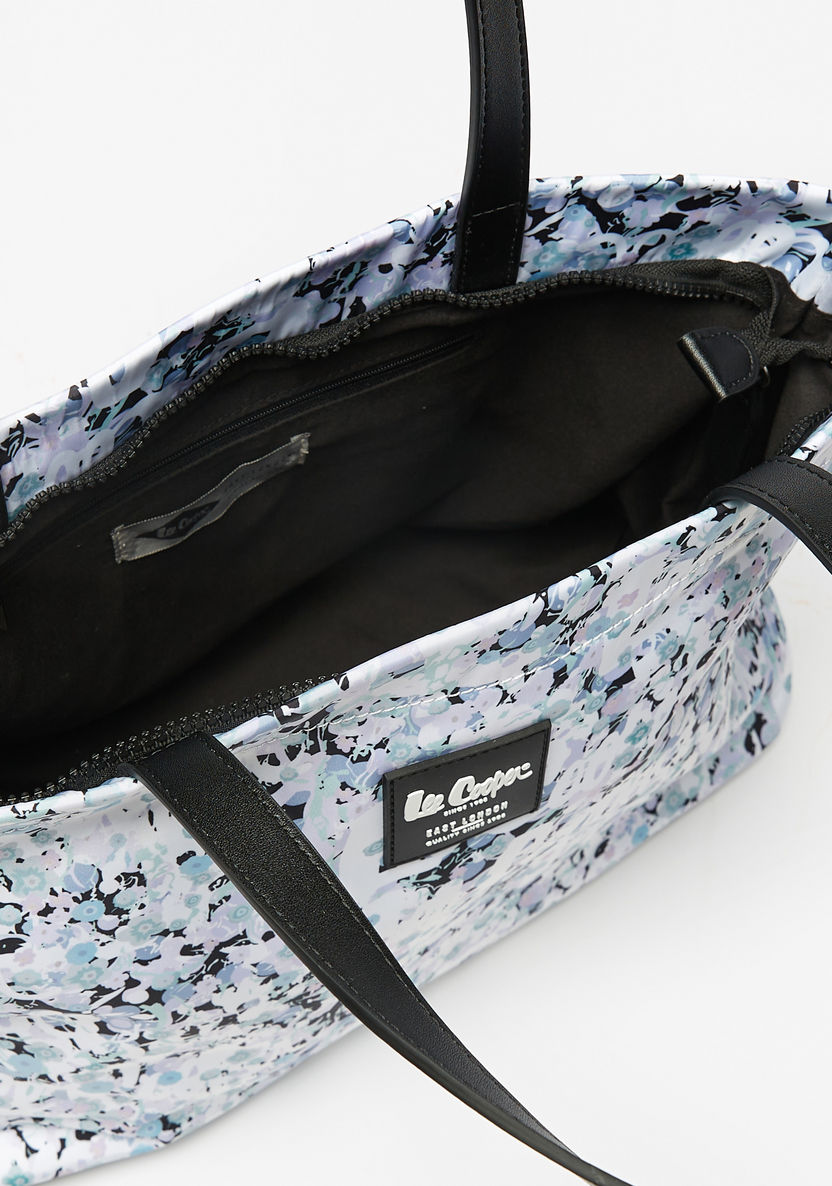 Lee Cooper Floral Print Shopper Bag with Detachable Strap-Women%27s Handbags-image-3