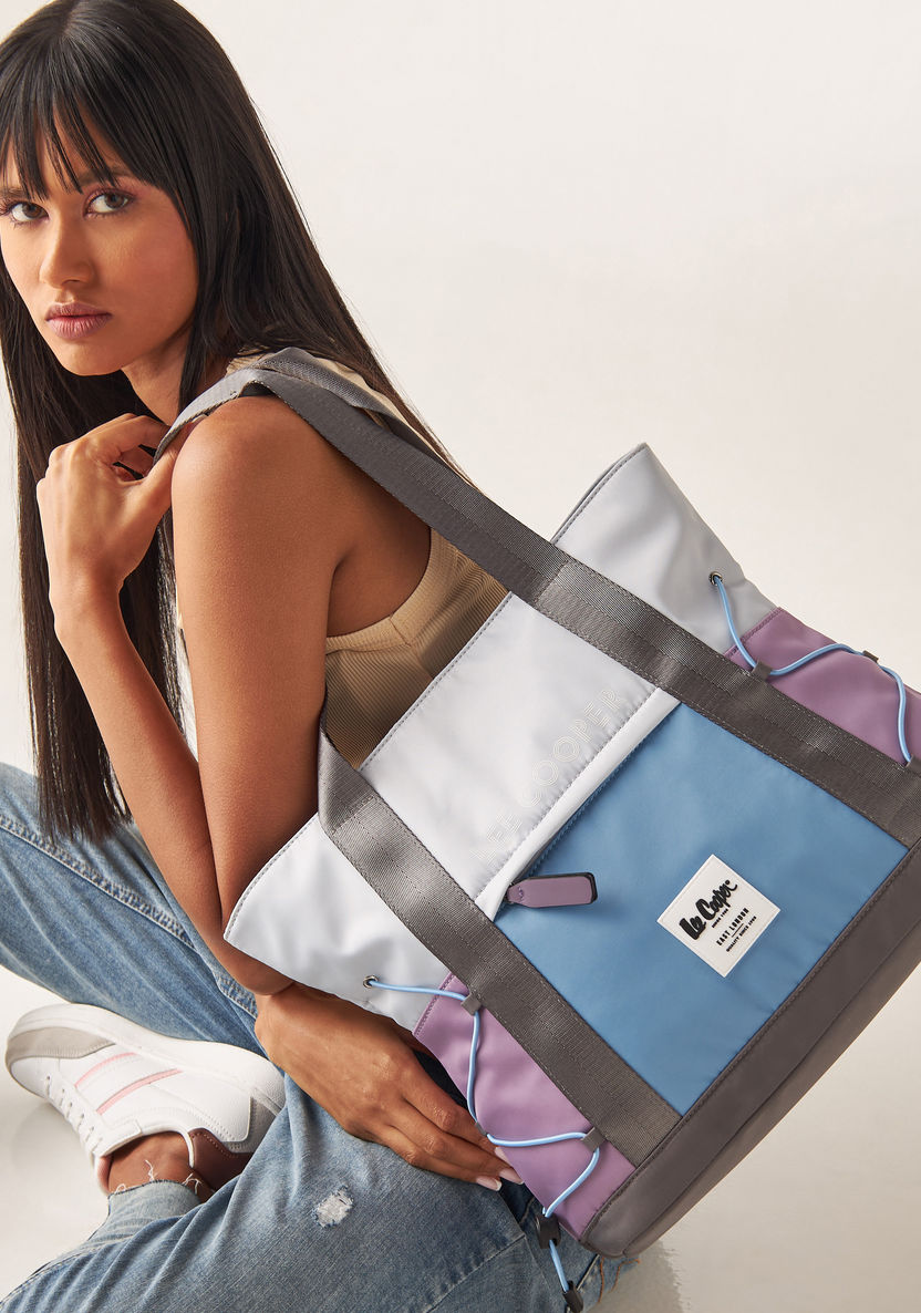 Lee Cooper Colourblock Tote Bag with Double Handle and Zip Closure-Women%27s Handbags-image-0