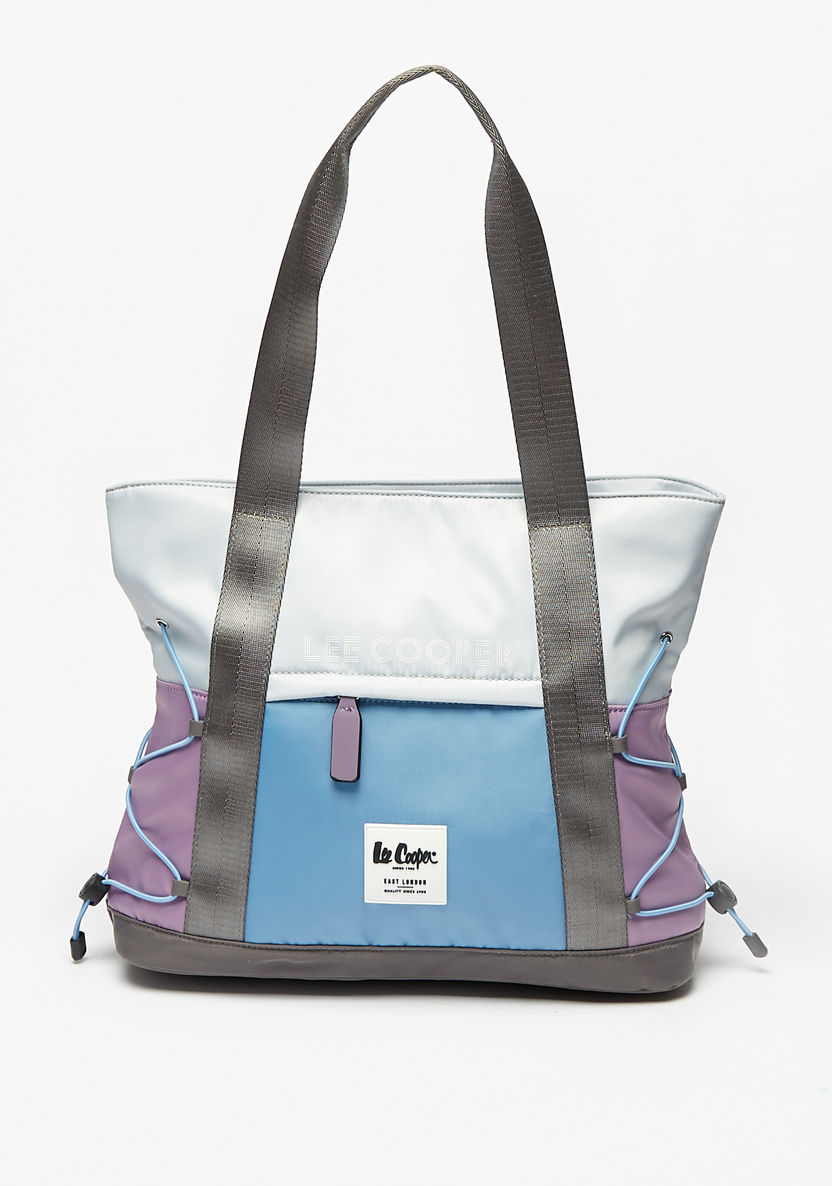 Lee Cooper Colourblock Tote Bag with Double Handle and Zip Closure-Women%27s Handbags-image-1