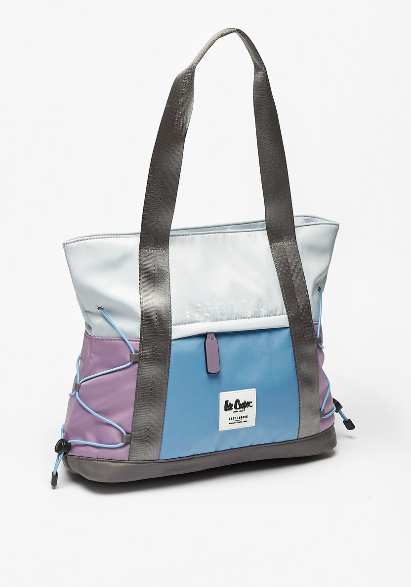 Lee Cooper Colourblock Tote Bag with Double Handle and Zip Closure-Women%27s Handbags-image-2