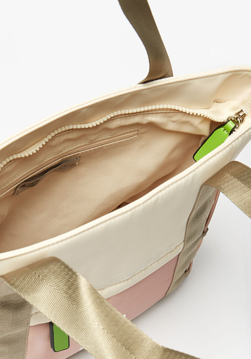 Lee Cooper Colourblock Tote Bag with Double Handle and Zip Closure-Women%27s Handbags-image-3