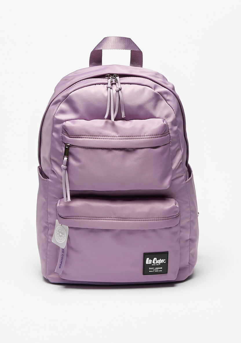 Lee Cooper Solid Backpack with Adjustable Straps-Women%27s Backpacks-image-0